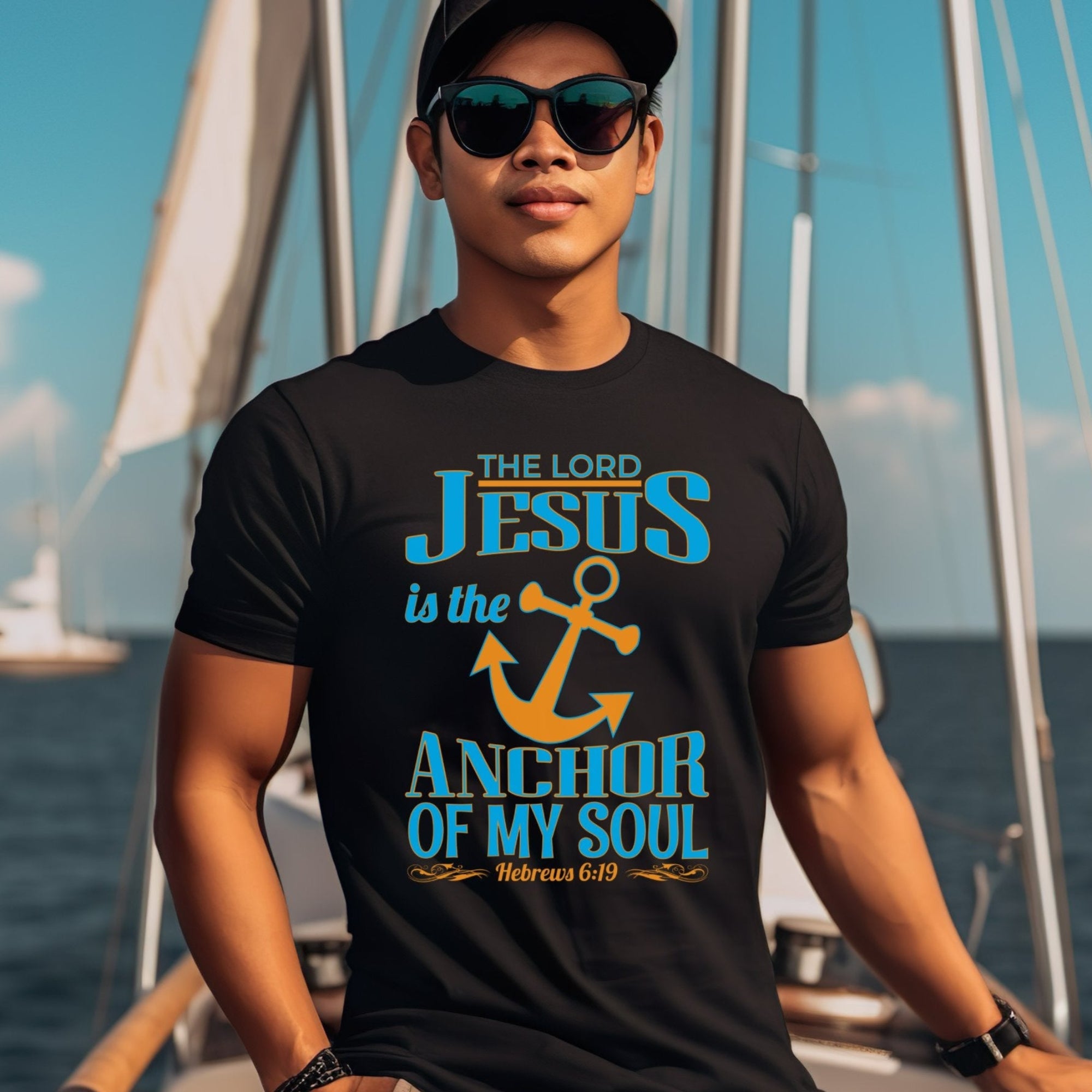 Anchor of My Soul Black T-Shirt Man Jesus Passion Apparel