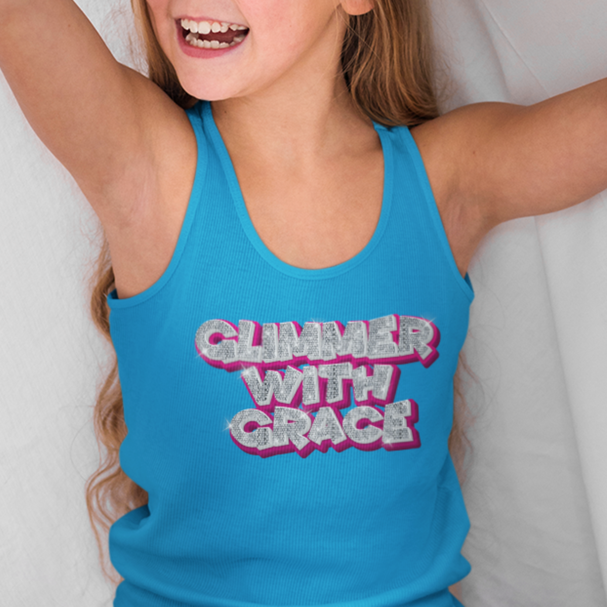 Glimmer_with_grace_tank_top blue Jesus Passion Apparel