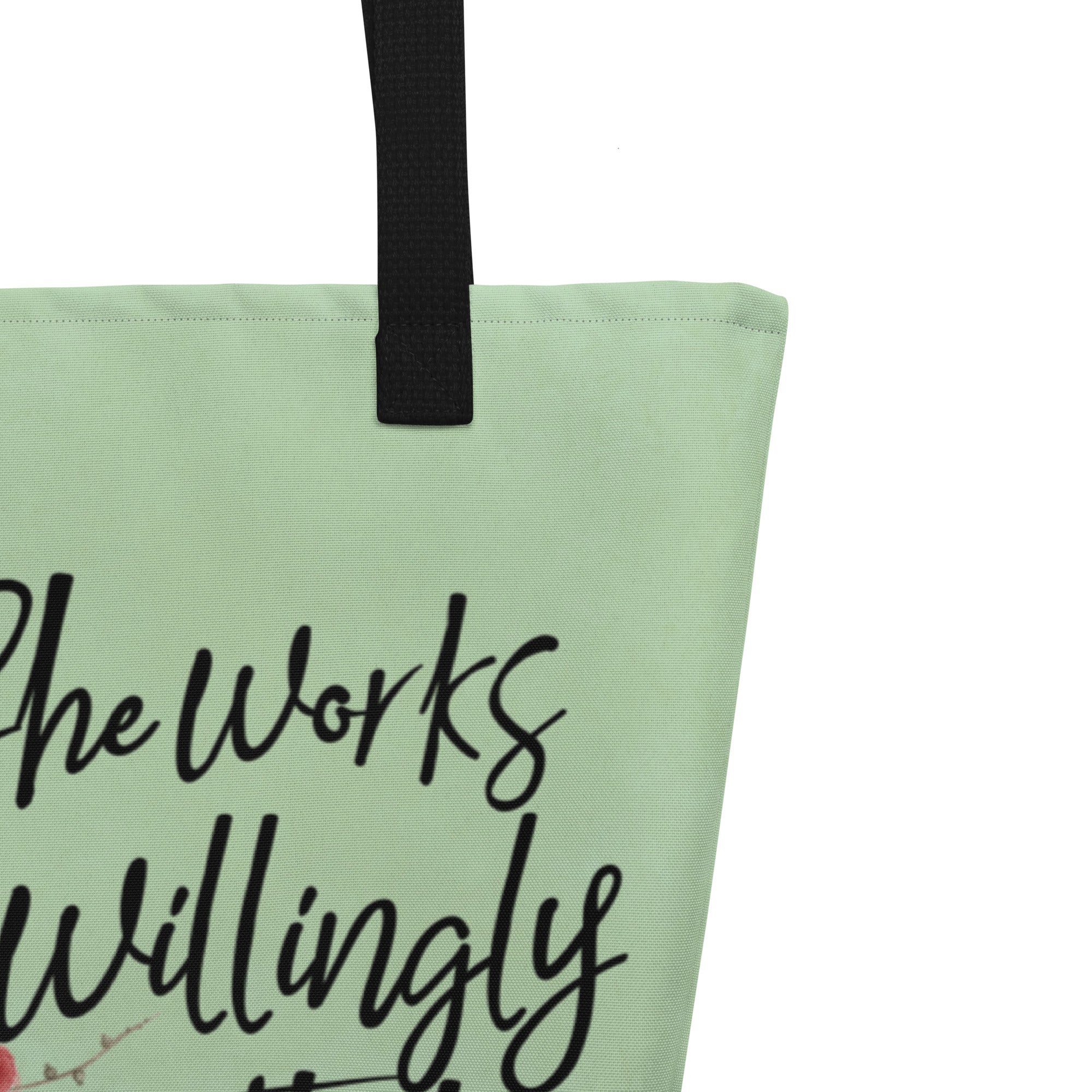 Photographer - She Works Willingly Tote Bag handle