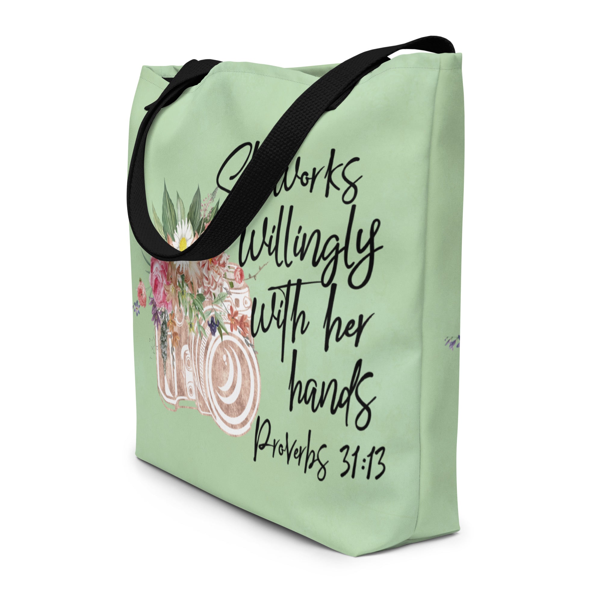 Photographer - She Works Willingly Tote Bag side