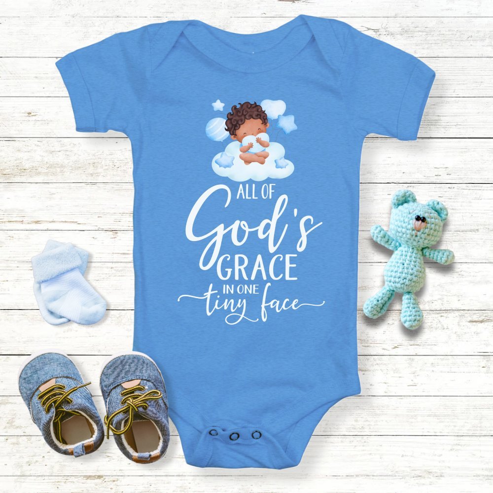 All Of Gods Grace in One Tiny Face Personalized Baby Boy Dark Hair - Jesus Passion Apparel