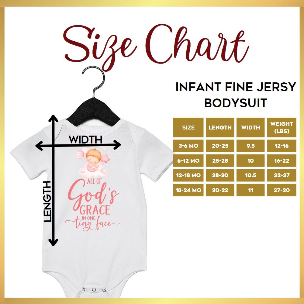 All Of Gods Grace in One Tiny Face Pink Lettering Personalized Baby Girl Blonde Hair - Jesus Passion Apparel