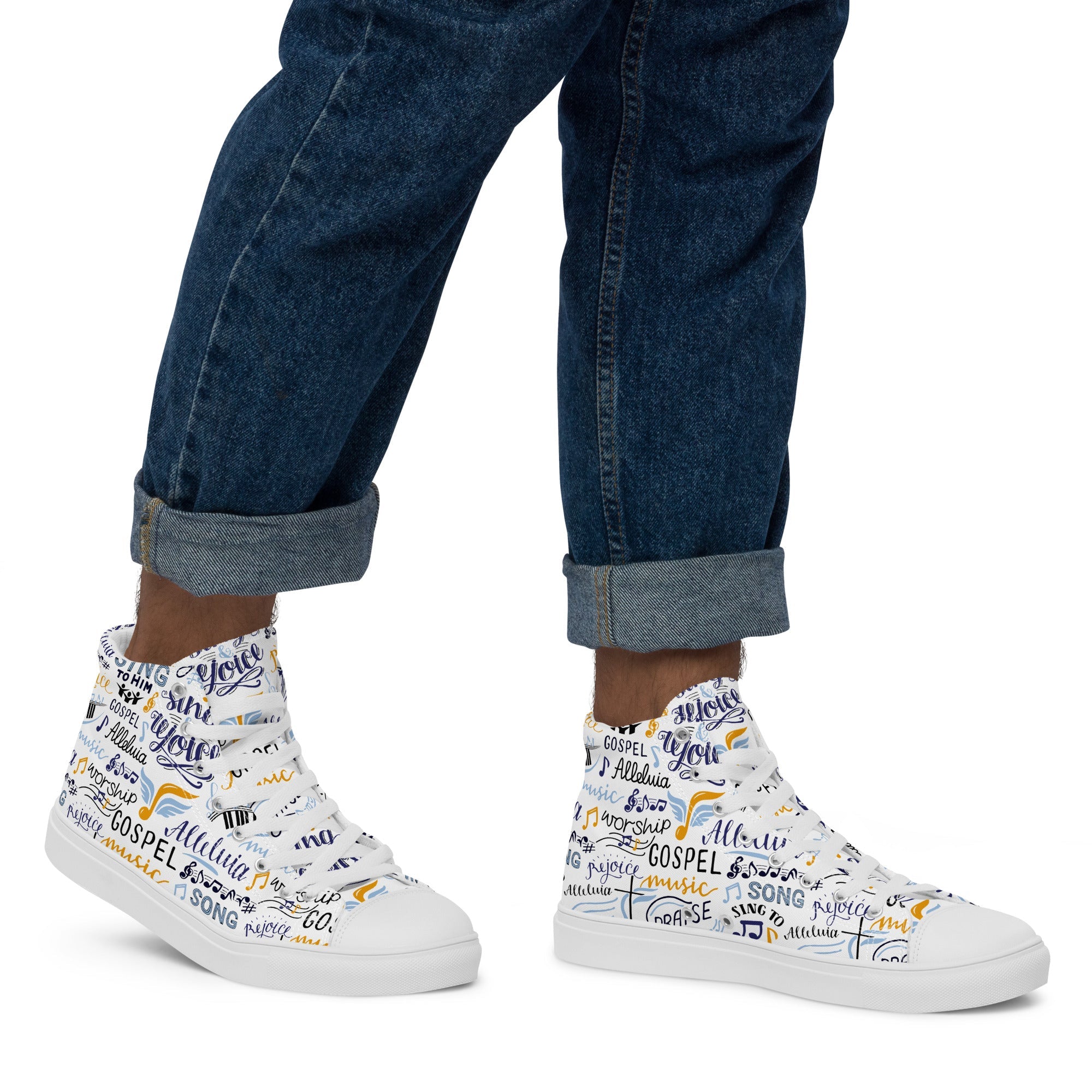 Alleluia Sing to Him Men’s High Top Canvas Shoes - Jesus Passion Apparel