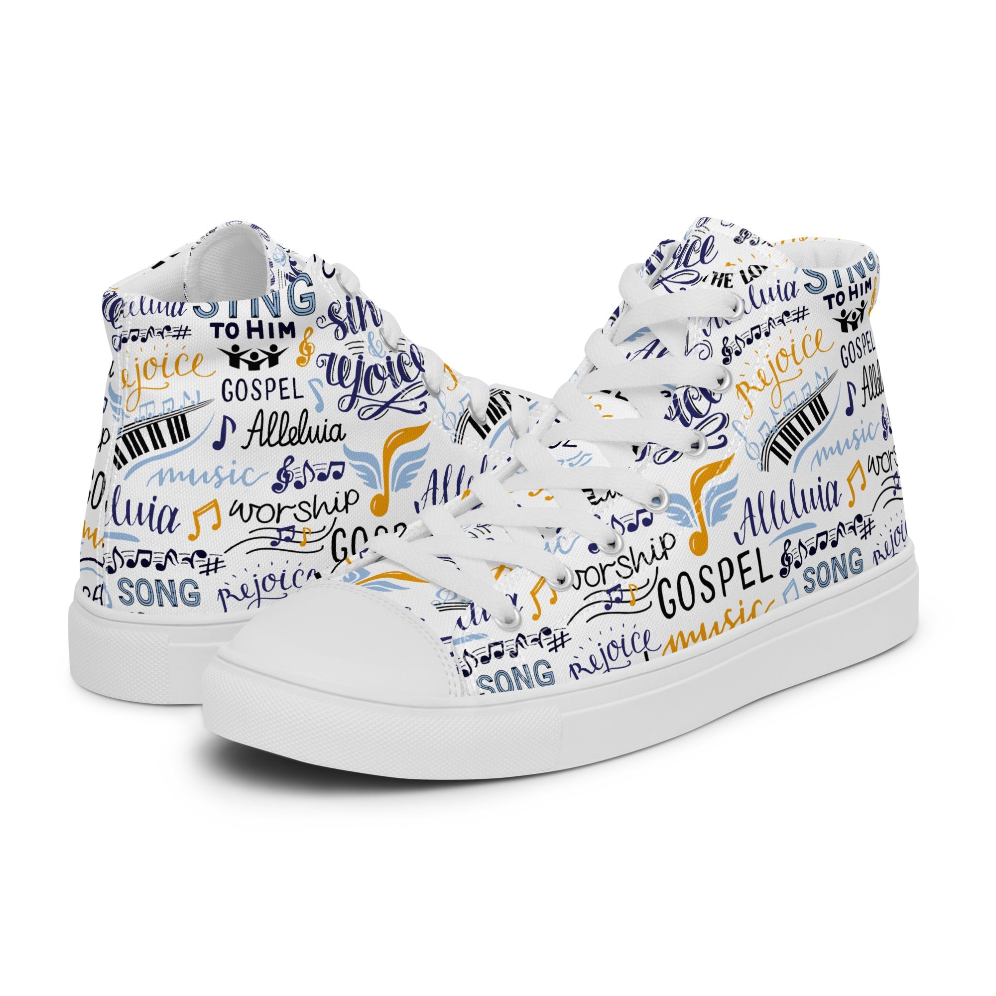 Alleluia Sing to Him Men’s High Top Canvas Shoes - Jesus Passion Apparel