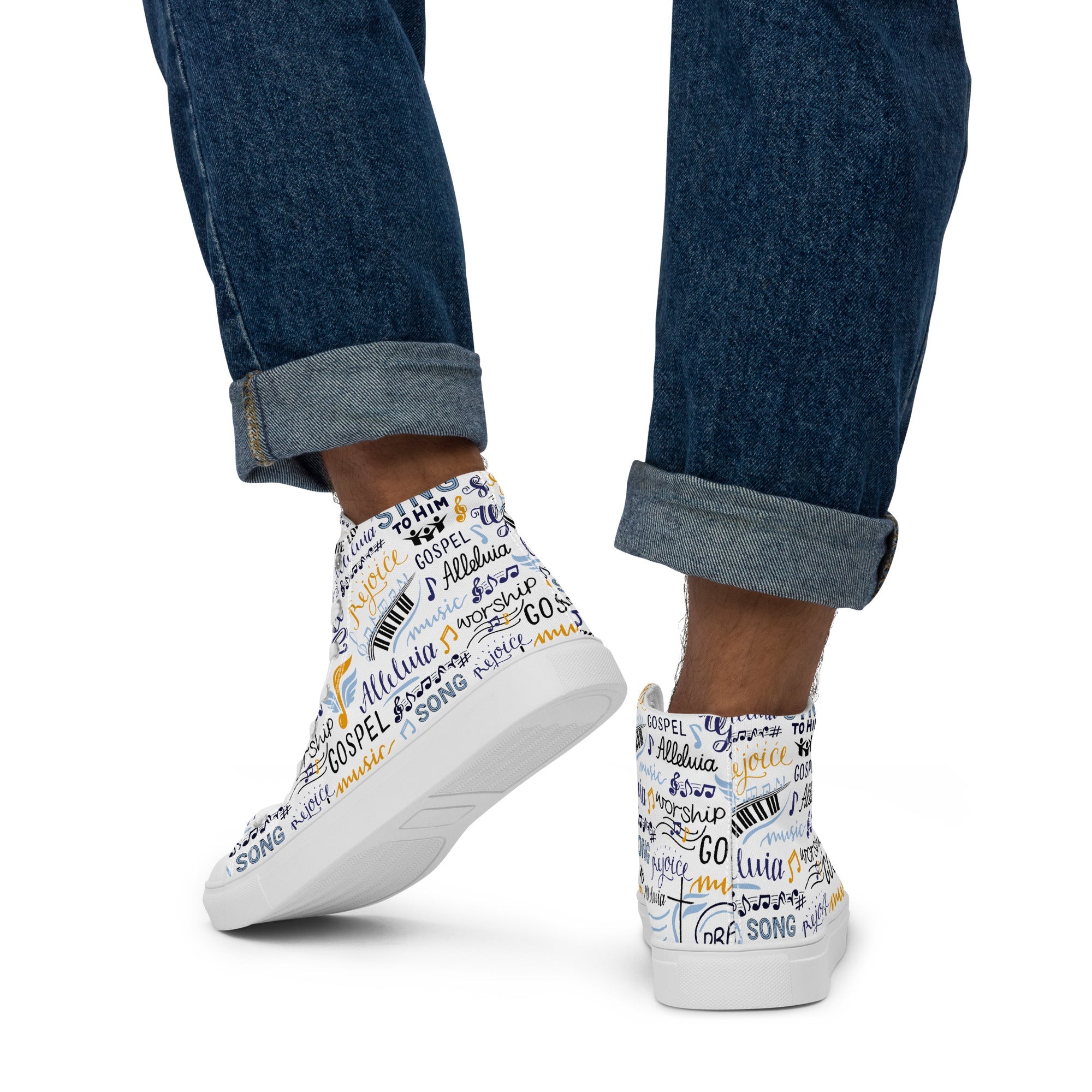 Alleluia Sing to Him Men’s High Top Canvas Shoes - Jesus Passion Apparel
