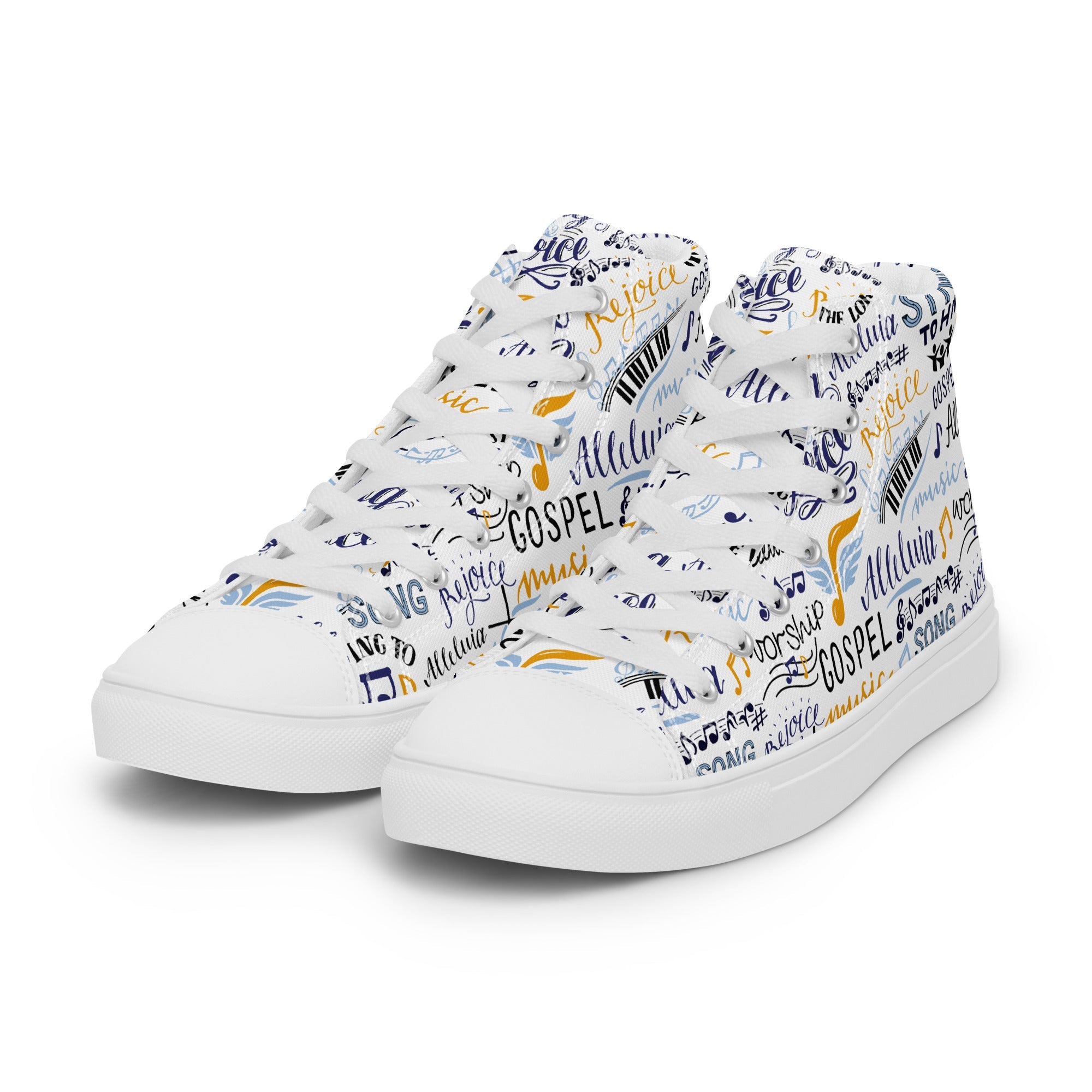 Alleluia Sing to Him Men’s High Top Canvas Shoes - Jesus Passion Apparel