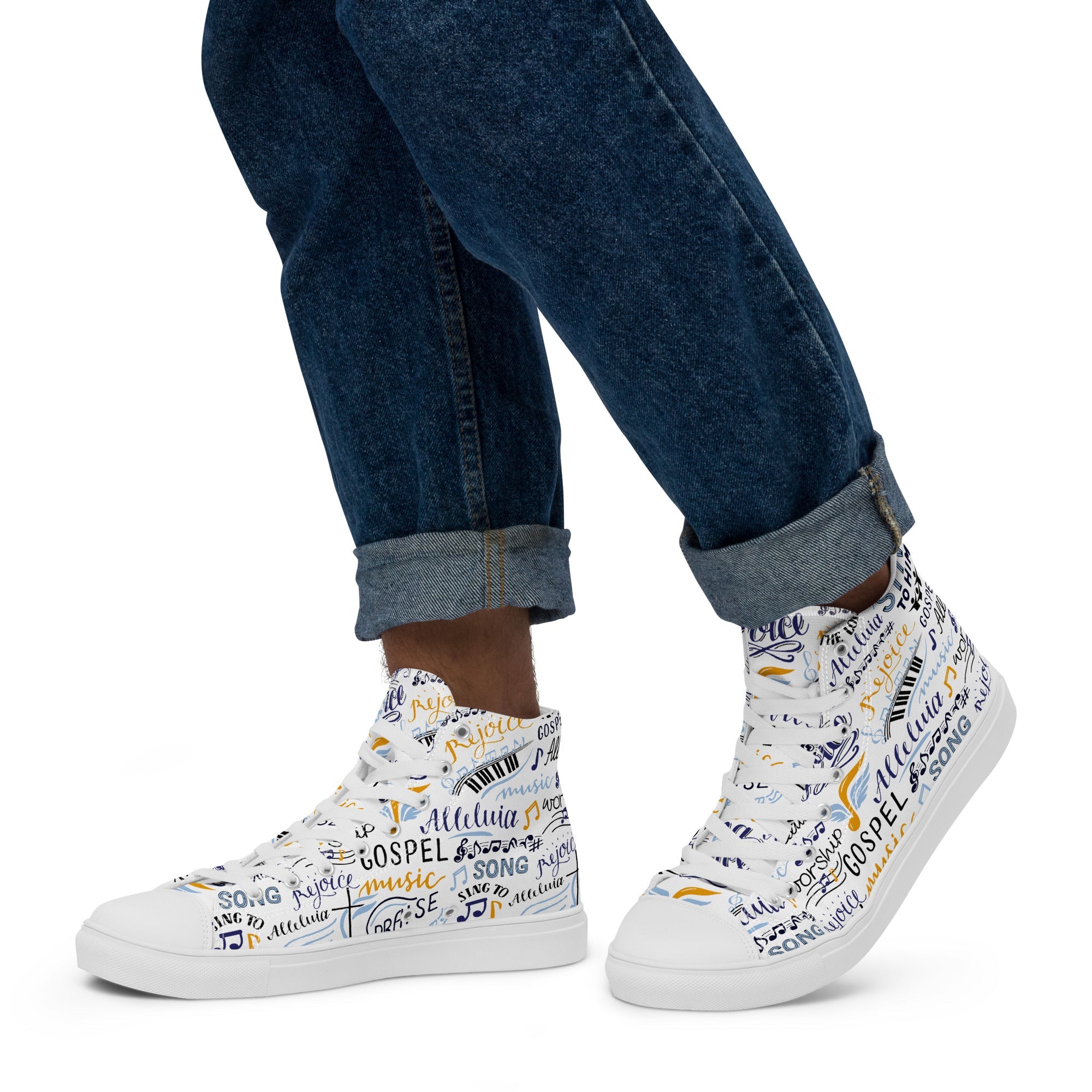 Alleluia Sing to Him Men’s High Top Canvas Shoes - Jesus Passion Apparel