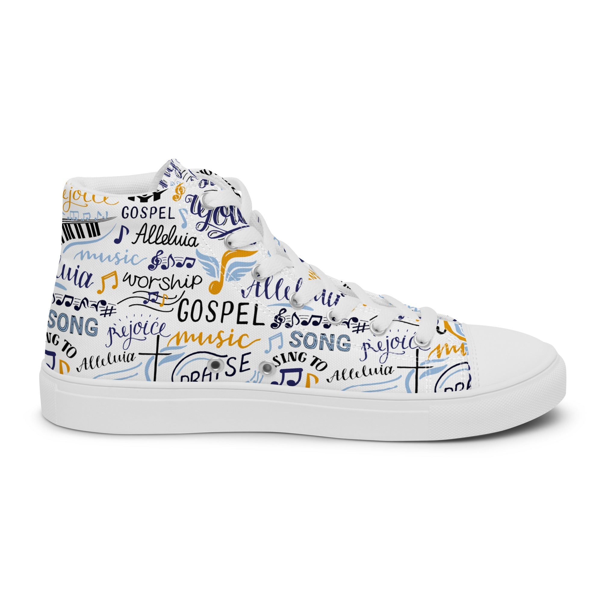 Alleluia Sing to Him Men’s High Top Canvas Shoes - Jesus Passion Apparel