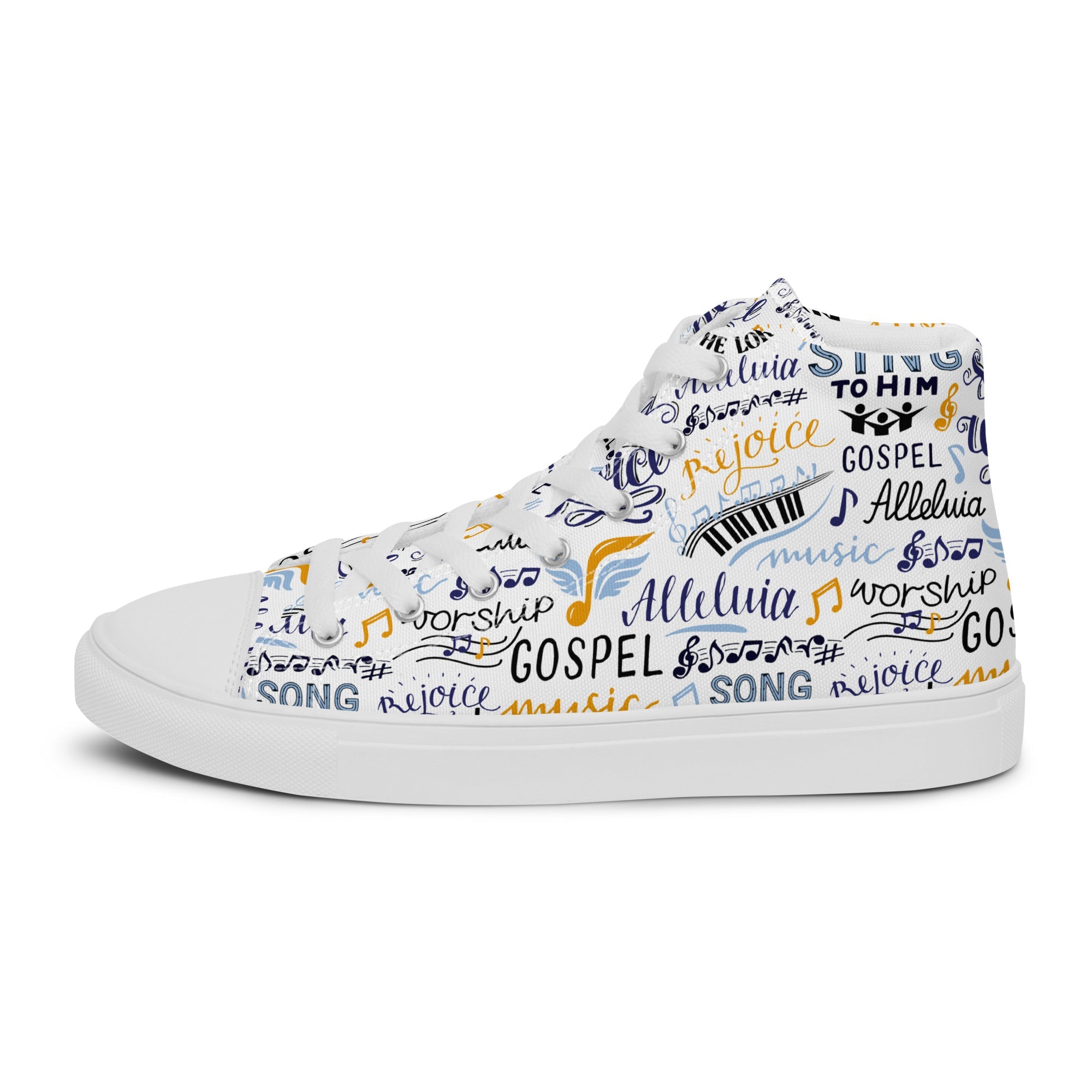 Alleluia Sing to Him Men’s High Top Canvas Shoes - Jesus Passion Apparel