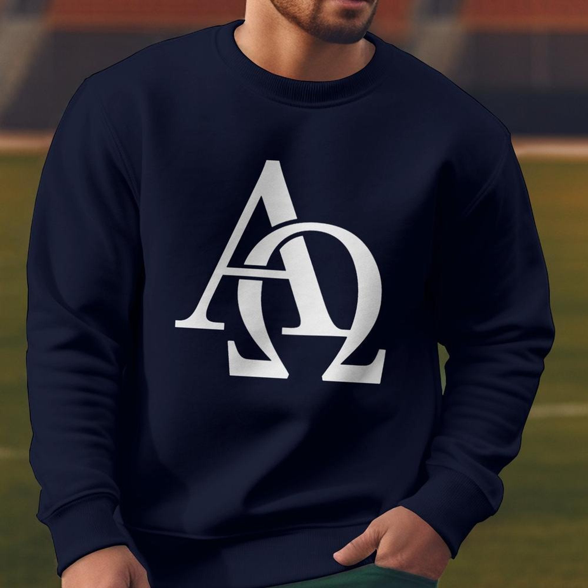 Alpha Omega Unisex Fleece Sweatshirt - Navy - Jesus Passion Apparel