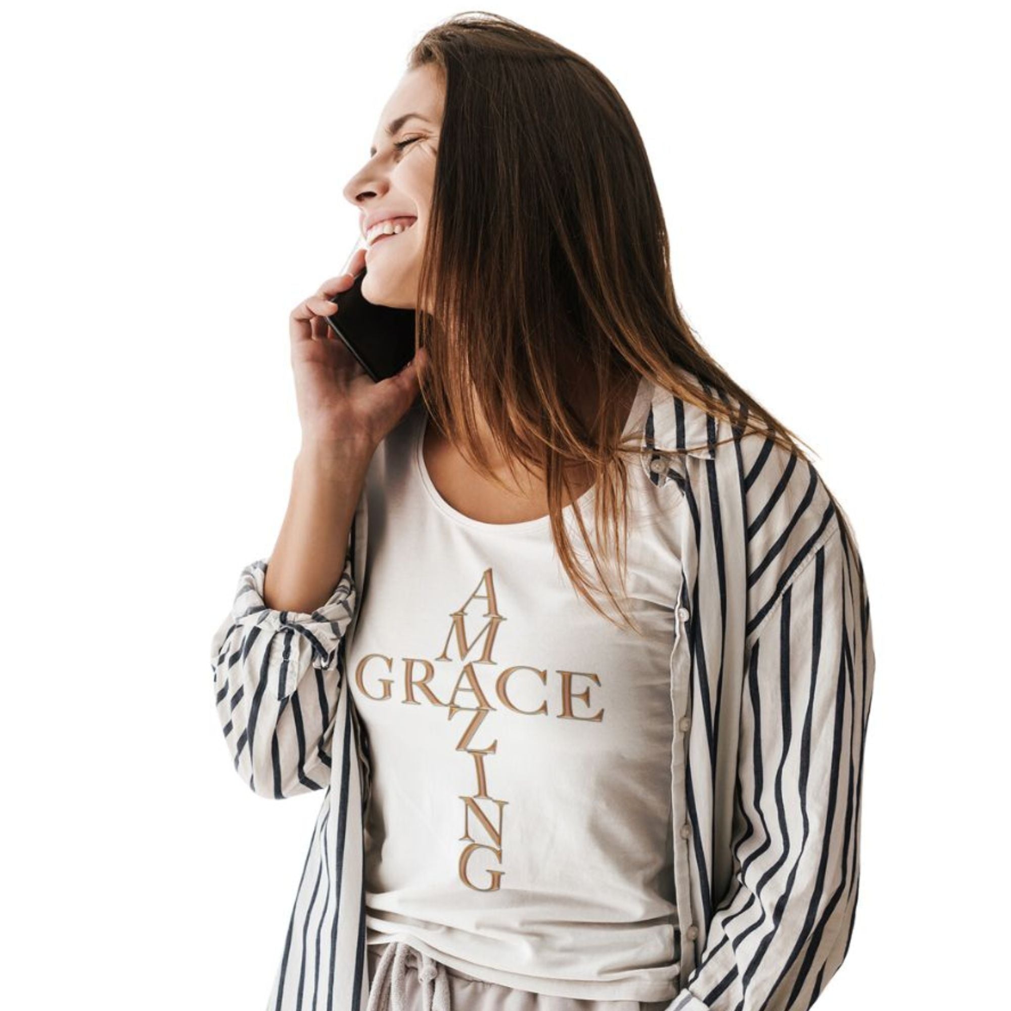 Amazing Grace - Gold Women’s Relaxed - Fit Scoop Neck T-Shirt - Jesus Passion Apparel