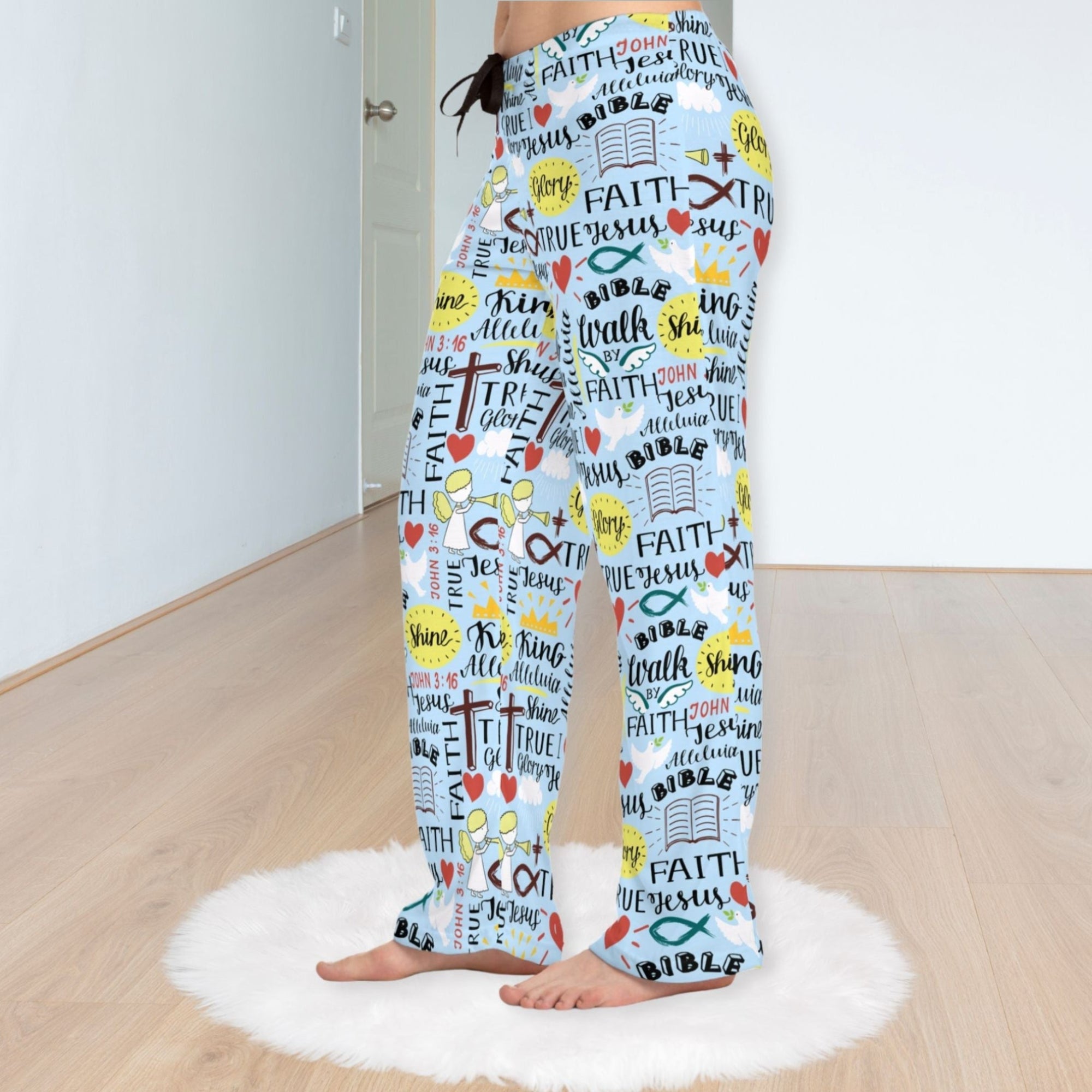 Angel Bedtime Affirmations Women's Sky Blue Lounge / Pajama Pants - Jesus Passion Apparel