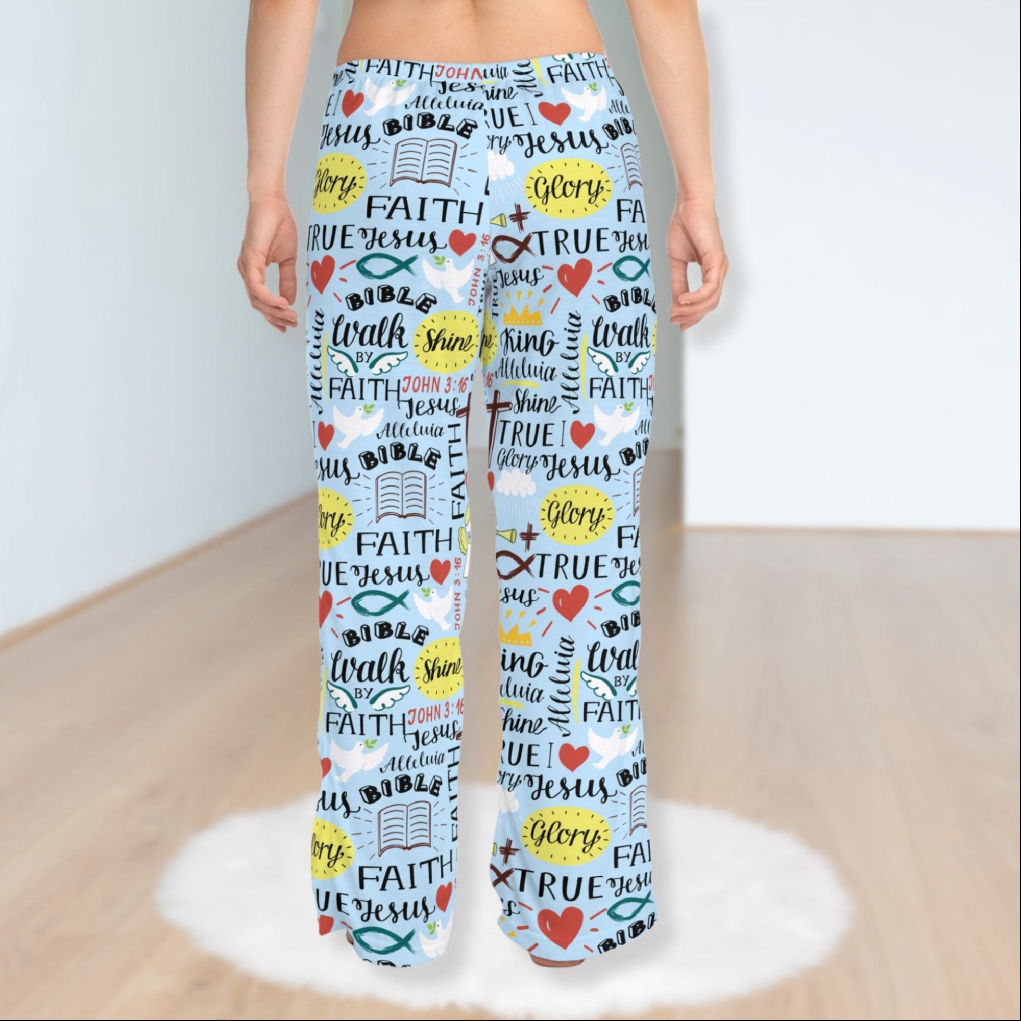 Angel Bedtime Affirmations Women's Sky Blue Lounge / Pajama Pants - Jesus Passion Apparel