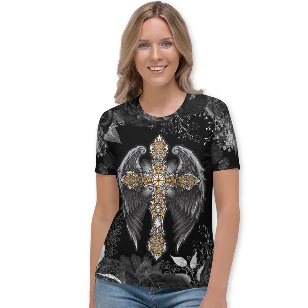 Angels to Protect Women's Handmade Crew Neck T-shirt - Jesus Passion Apparel