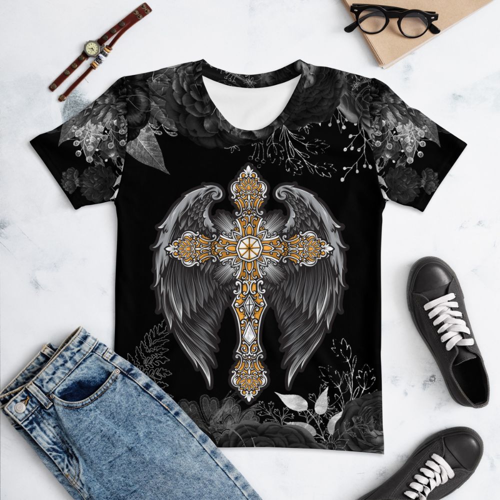 Angels to Protect Women's Handmade Crew Neck T-shirt - Jesus Passion Apparel