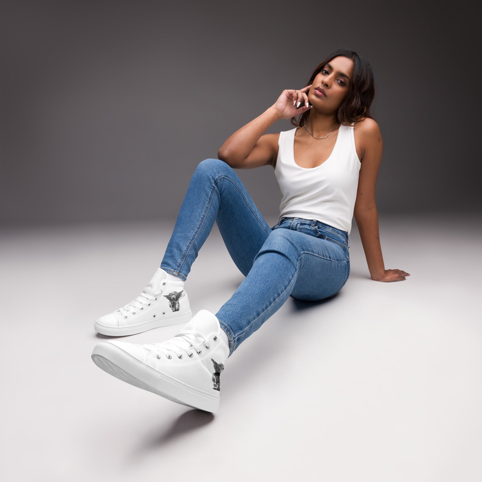 Archangel Michael The Protector Women’s High Top Canvas Shoes - Jesus Passion Apparel