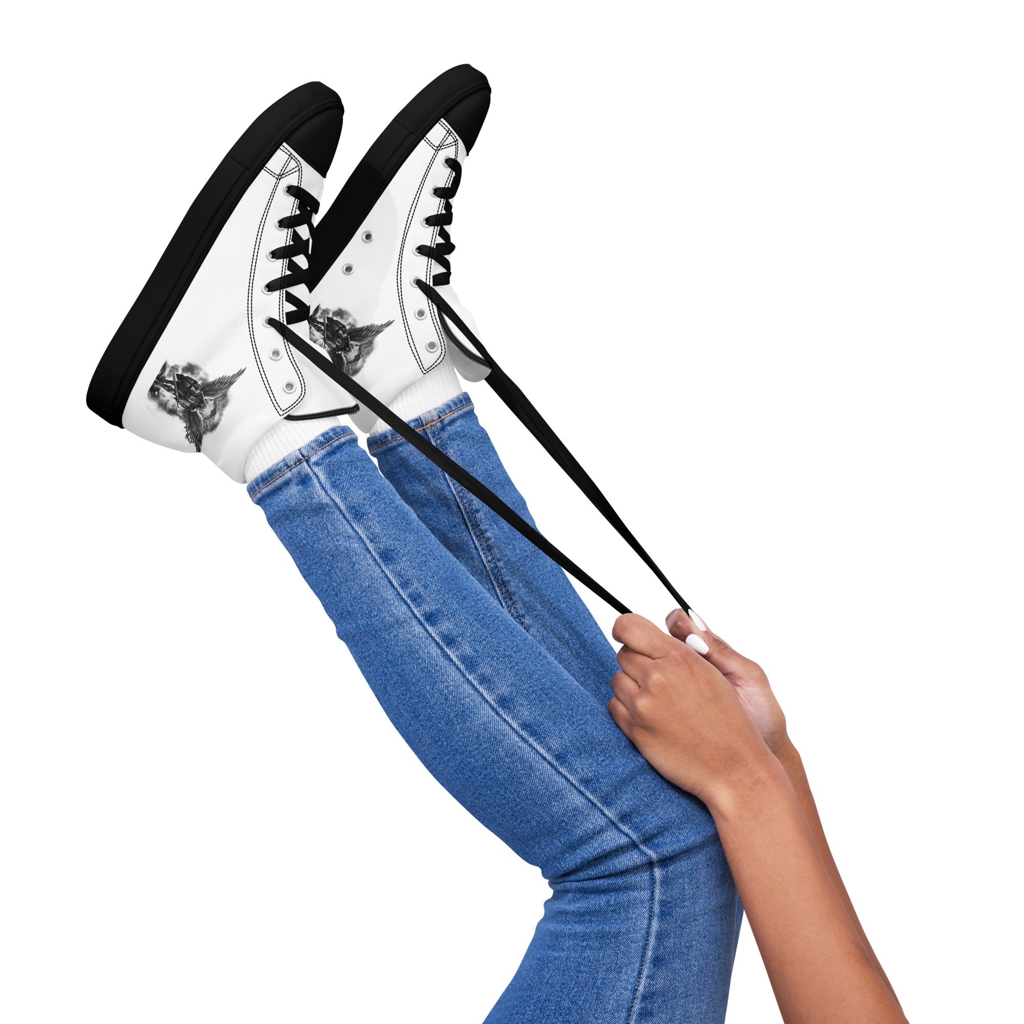 Archangel Michael The Protector Women’s High Top Canvas Shoes - Jesus Passion Apparel