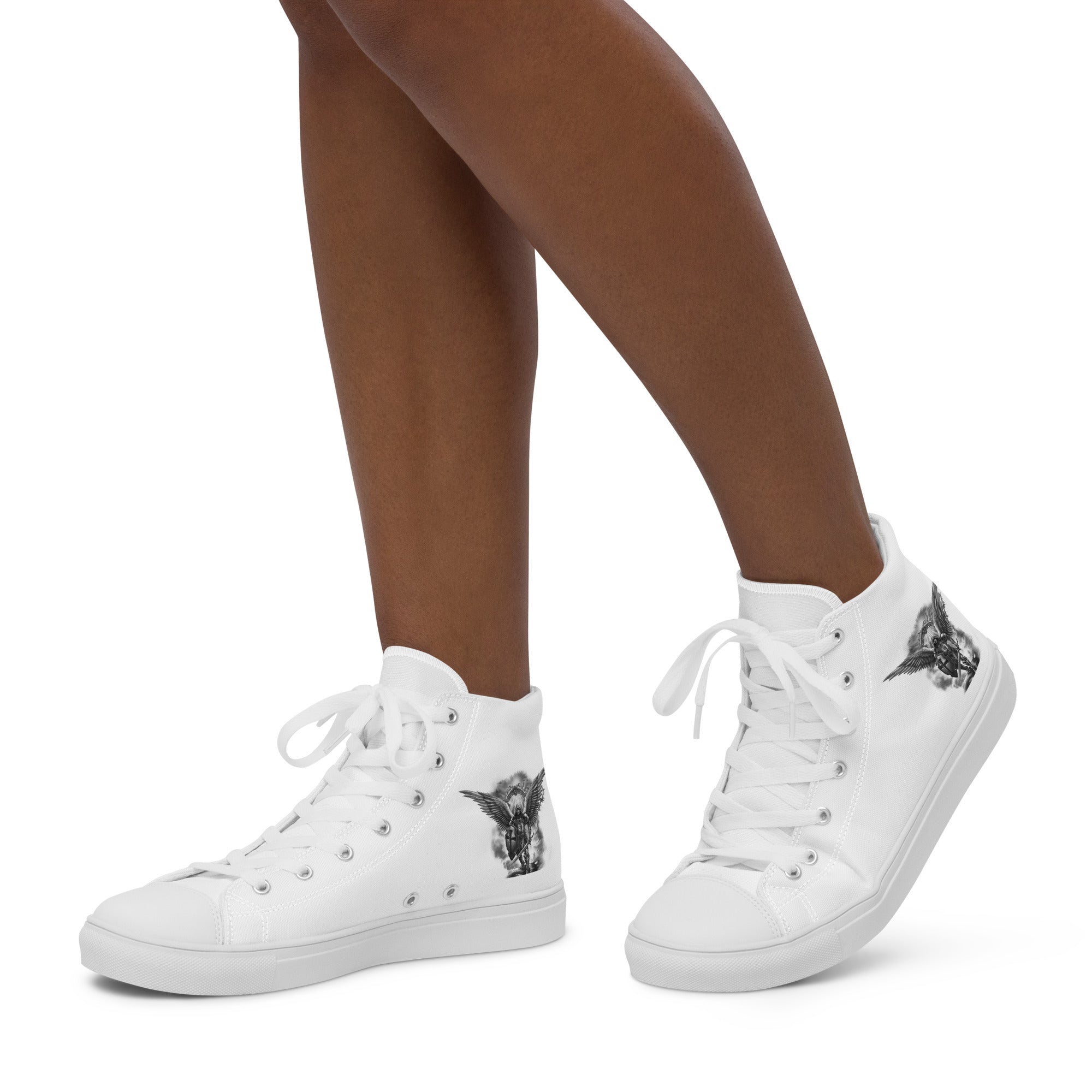 Archangel Michael The Protector Women’s High Top Canvas Shoes - Jesus Passion Apparel
