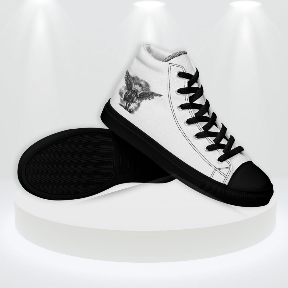 Archangel Michael The Protector Women’s High Top Canvas Shoes - Jesus Passion Apparel