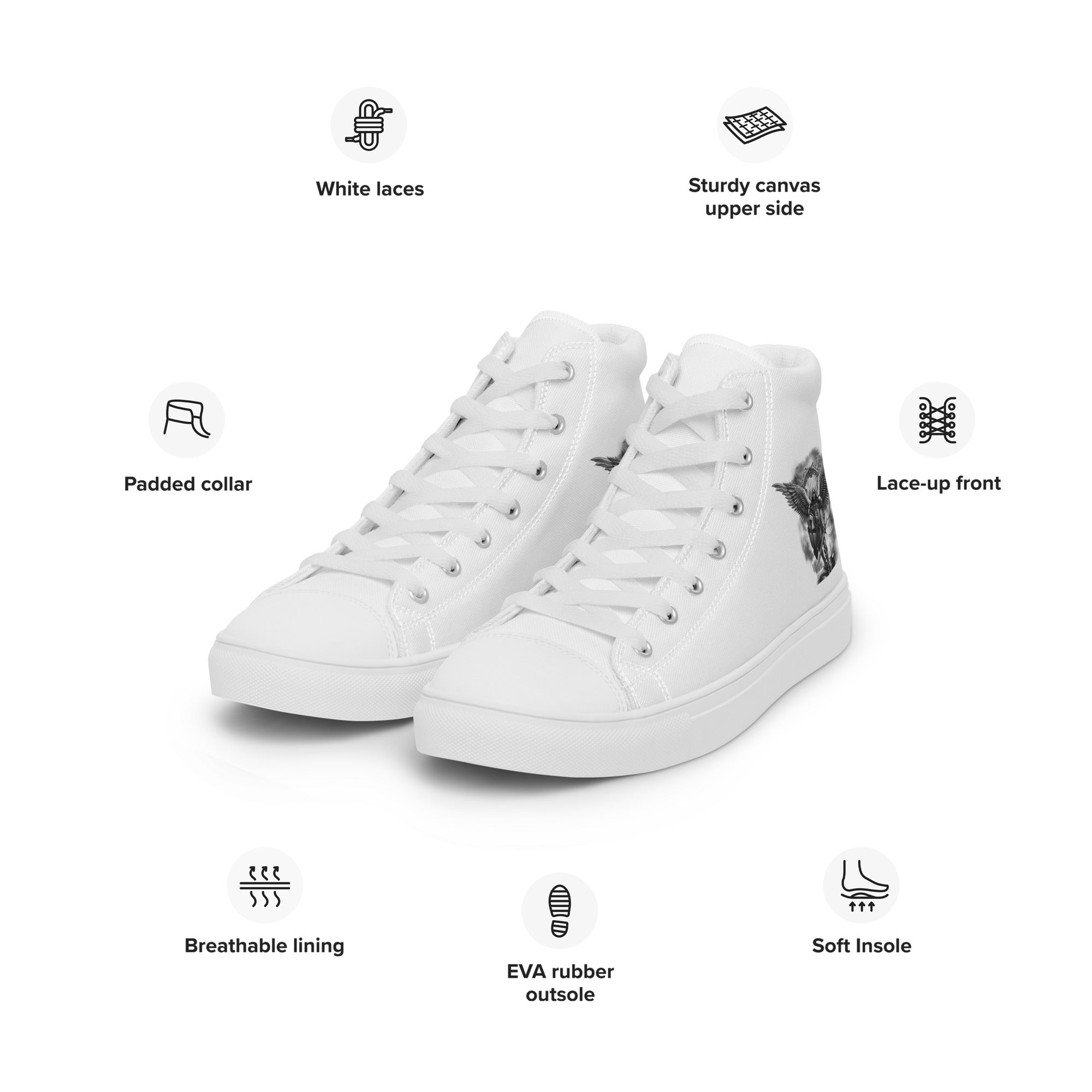 Archangel Michael The Protector Women’s High Top Canvas Shoes - Jesus Passion Apparel