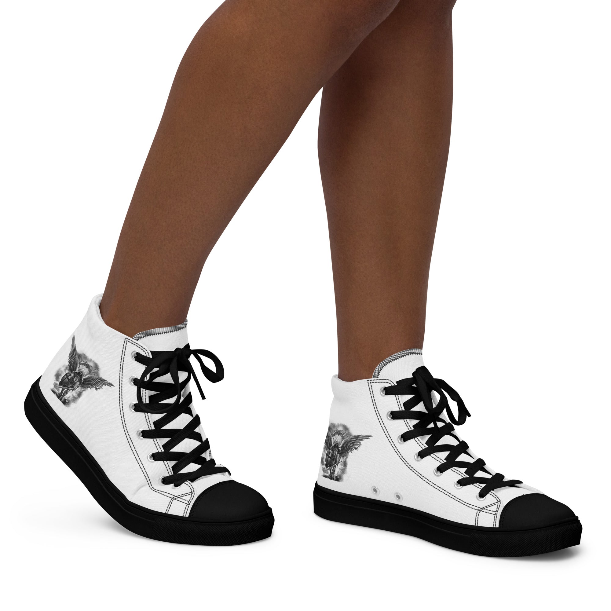 Archangel Michael The Protector Women’s High Top Canvas Shoes - Jesus Passion Apparel