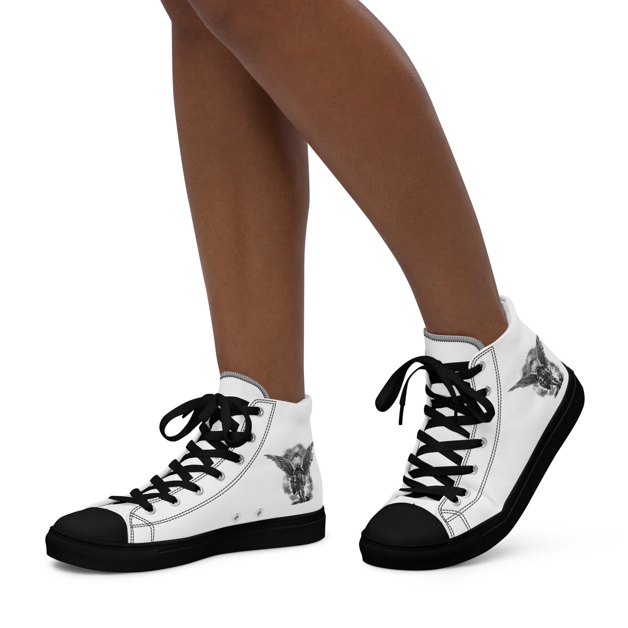 Archangel Michael The Protector Women’s High Top Canvas Shoes - Jesus Passion Apparel