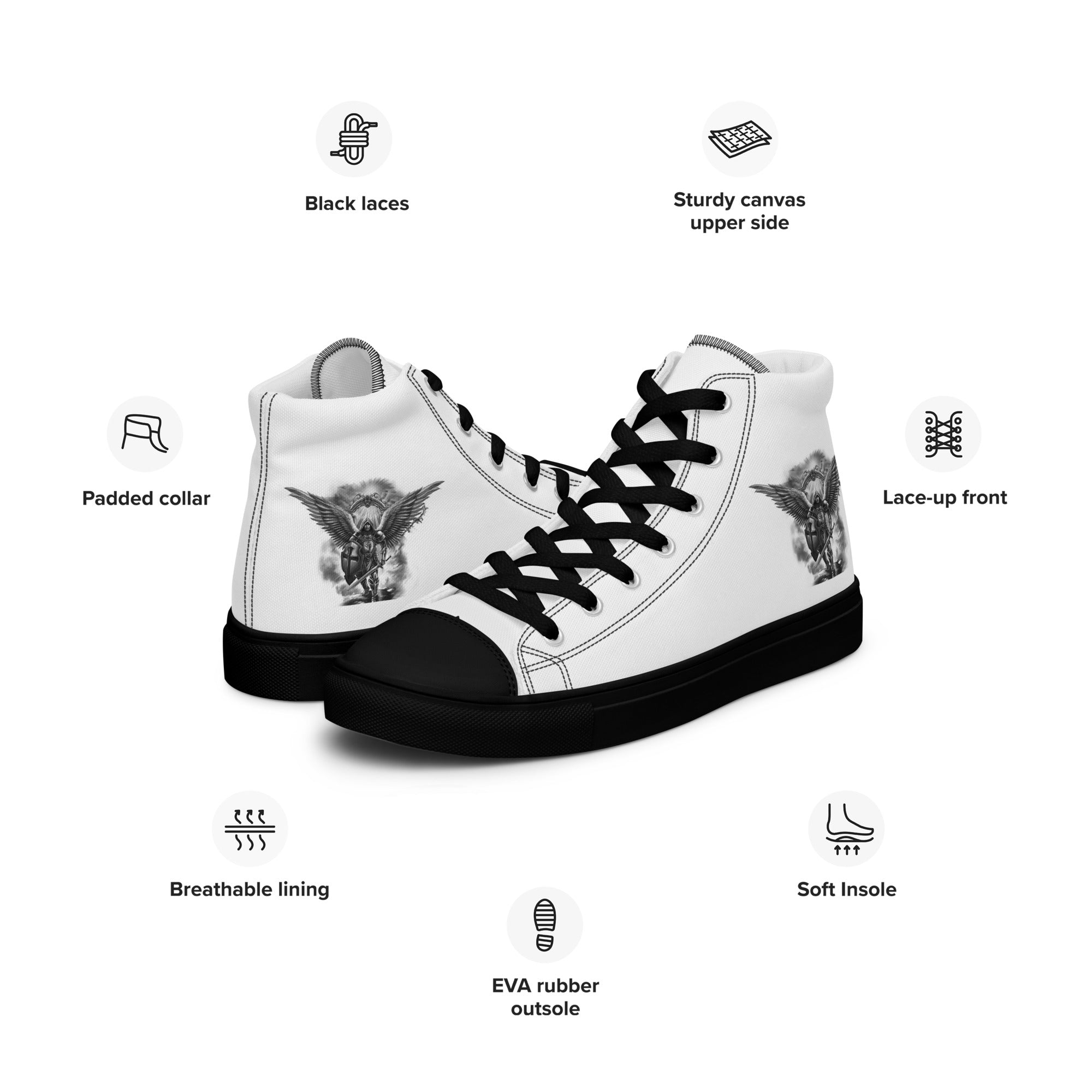 Archangel Michael The Protector Women’s High Top Canvas Shoes - Jesus Passion Apparel