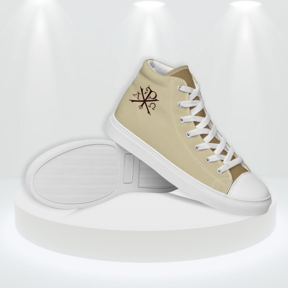 Armor of God Monogram of Christ Women’s High Top Canvas Shoes - Jesus Passion Apparel