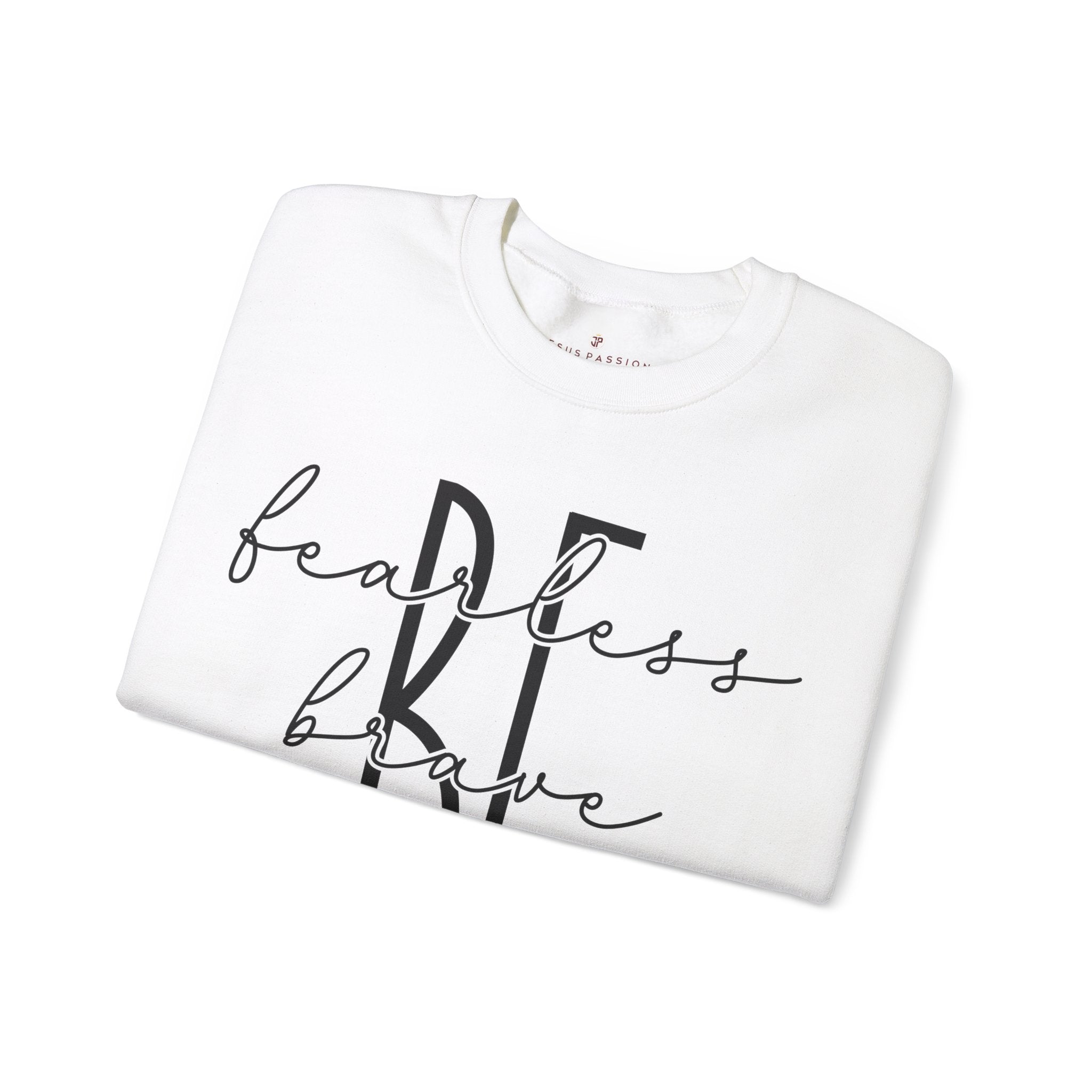 Be Fearless Brave Strong Women's Fleece Unisex - Fit Sweatshirt White / Sport Grey - Jesus Passion Apparel