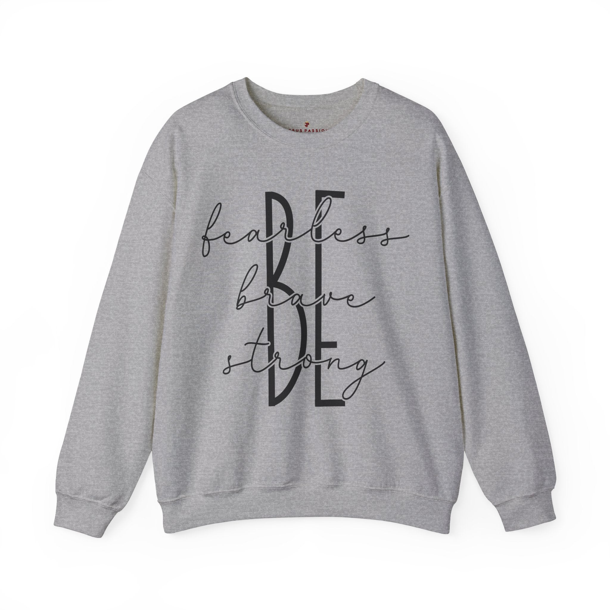 Be Fearless Brave Strong Women's Fleece Unisex - Fit Sweatshirt White / Sport Grey - Jesus Passion Apparel