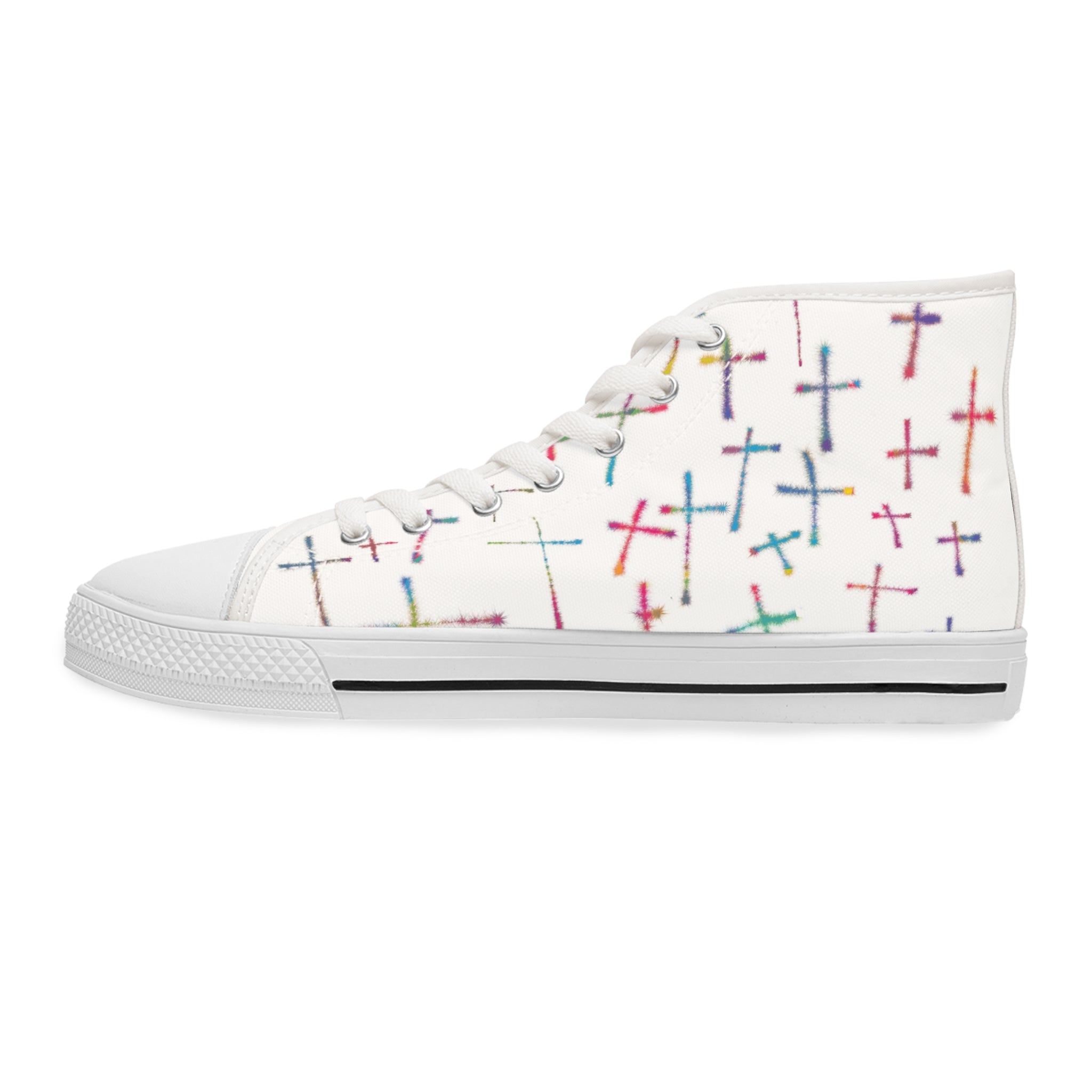 Colorful Crosses Women's High Top Sneakers - Jesus Passion Apparel