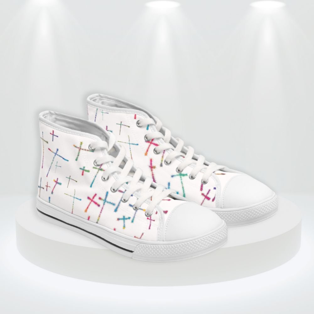 Colorful Crosses Women's High Top Sneakers - Jesus Passion Apparel