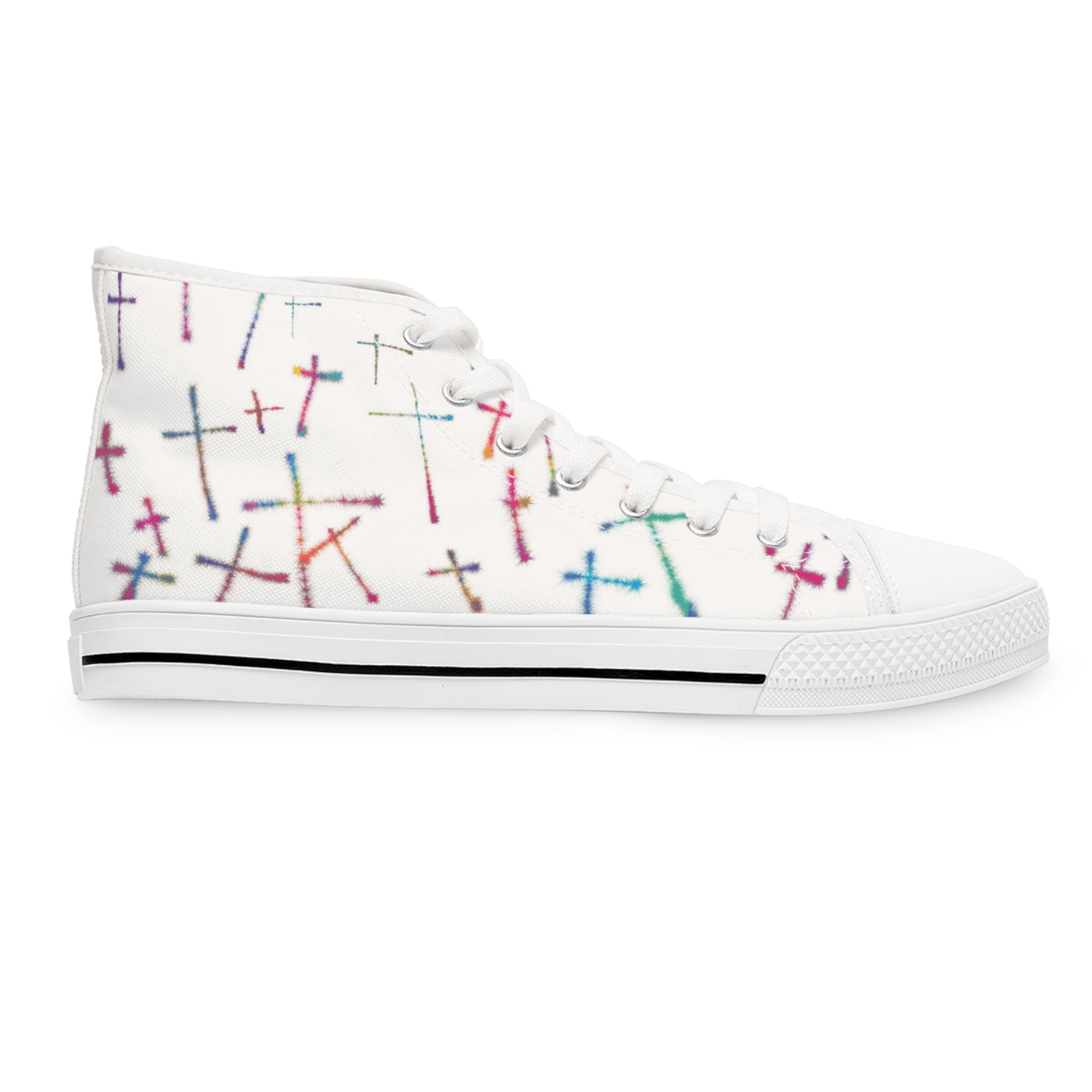 Colorful Crosses Women's High Top Sneakers - Jesus Passion Apparel