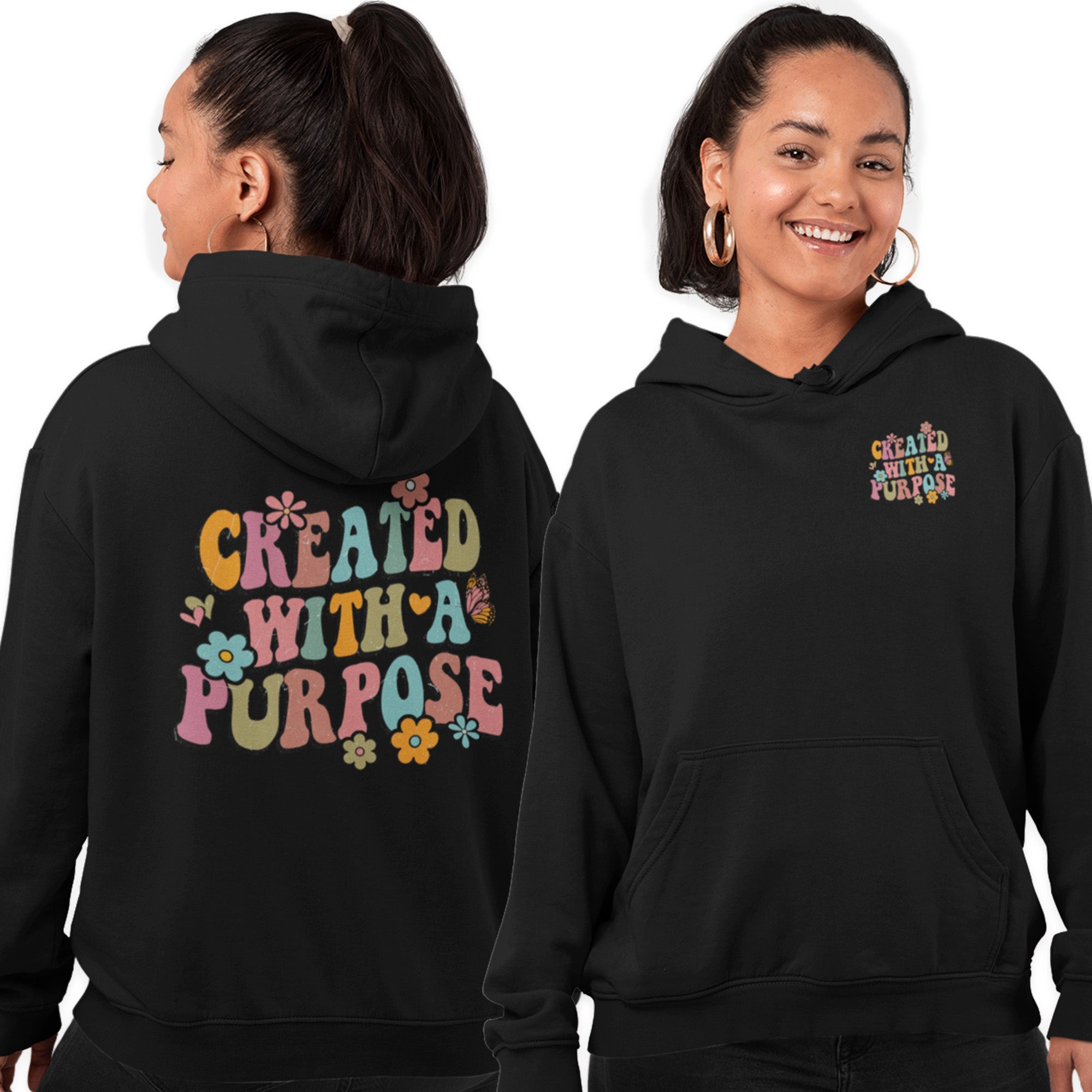 Created with a Purpose Retro - Inspired Unisex - Fit Heavy Blend Hoodie - Jesus Passion Apparel