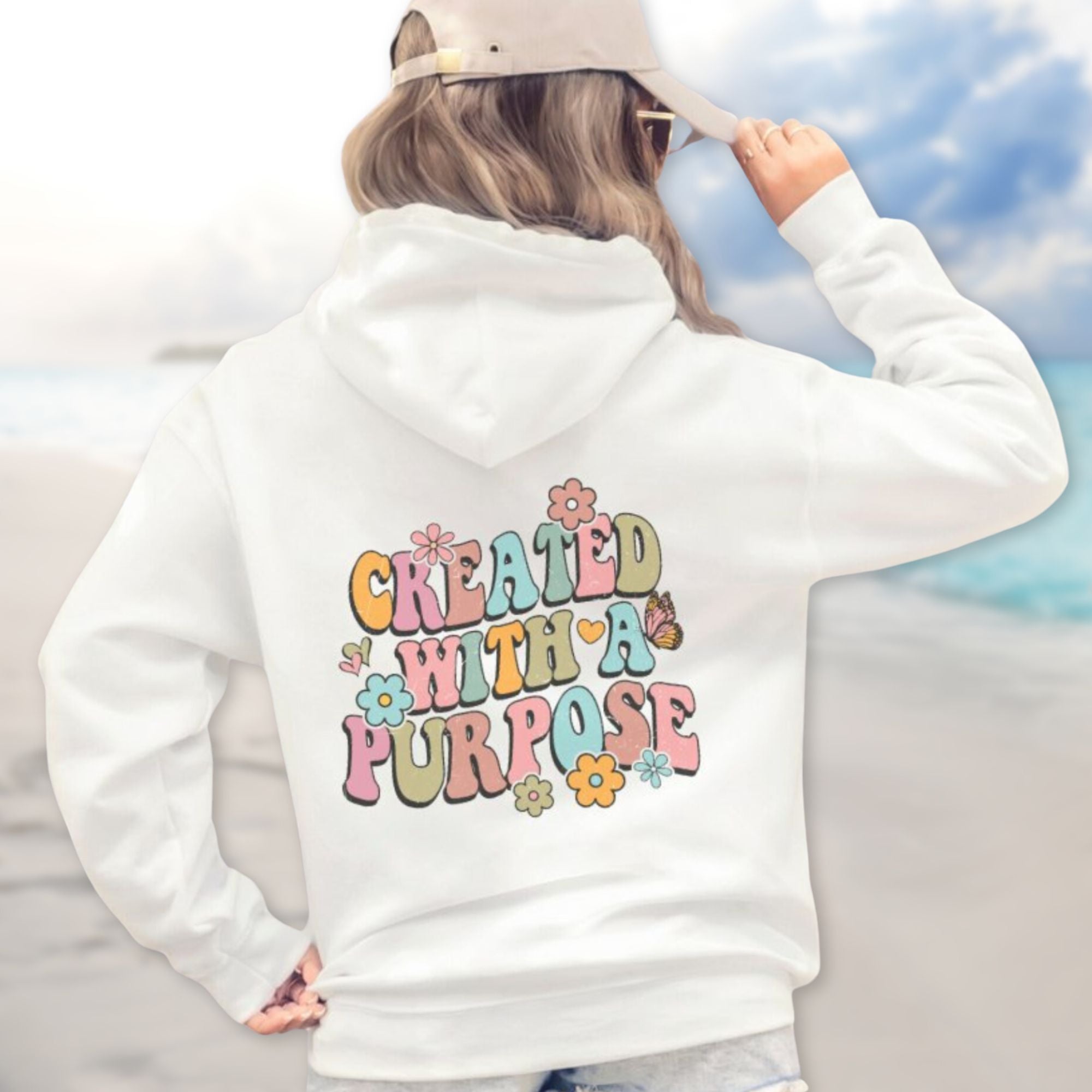 Created with a Purpose Retro - Inspired Unisex - Fit Heavy Blend Hoodie - Jesus Passion Apparel