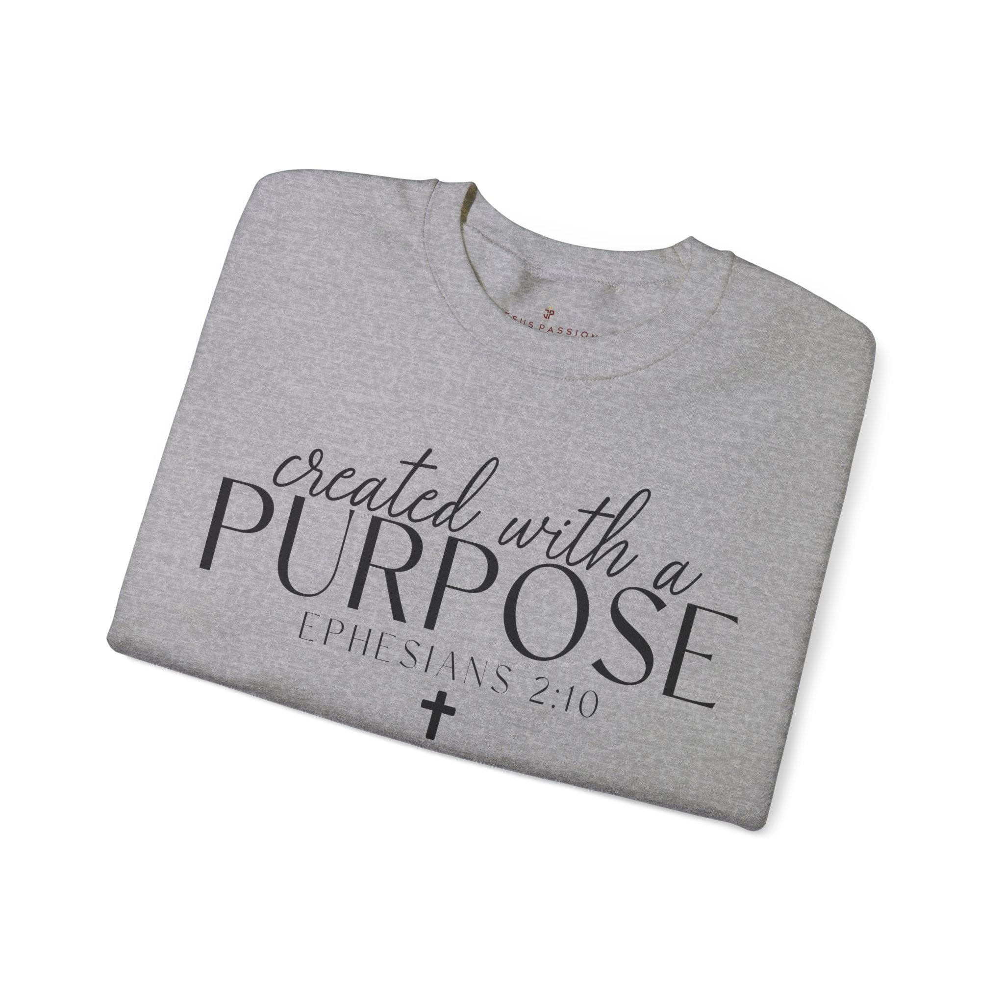Created with a Purpose Women's Fleece Unisex - Fit Sweatshirt White / Sport Grey - Jesus Passion Apparel