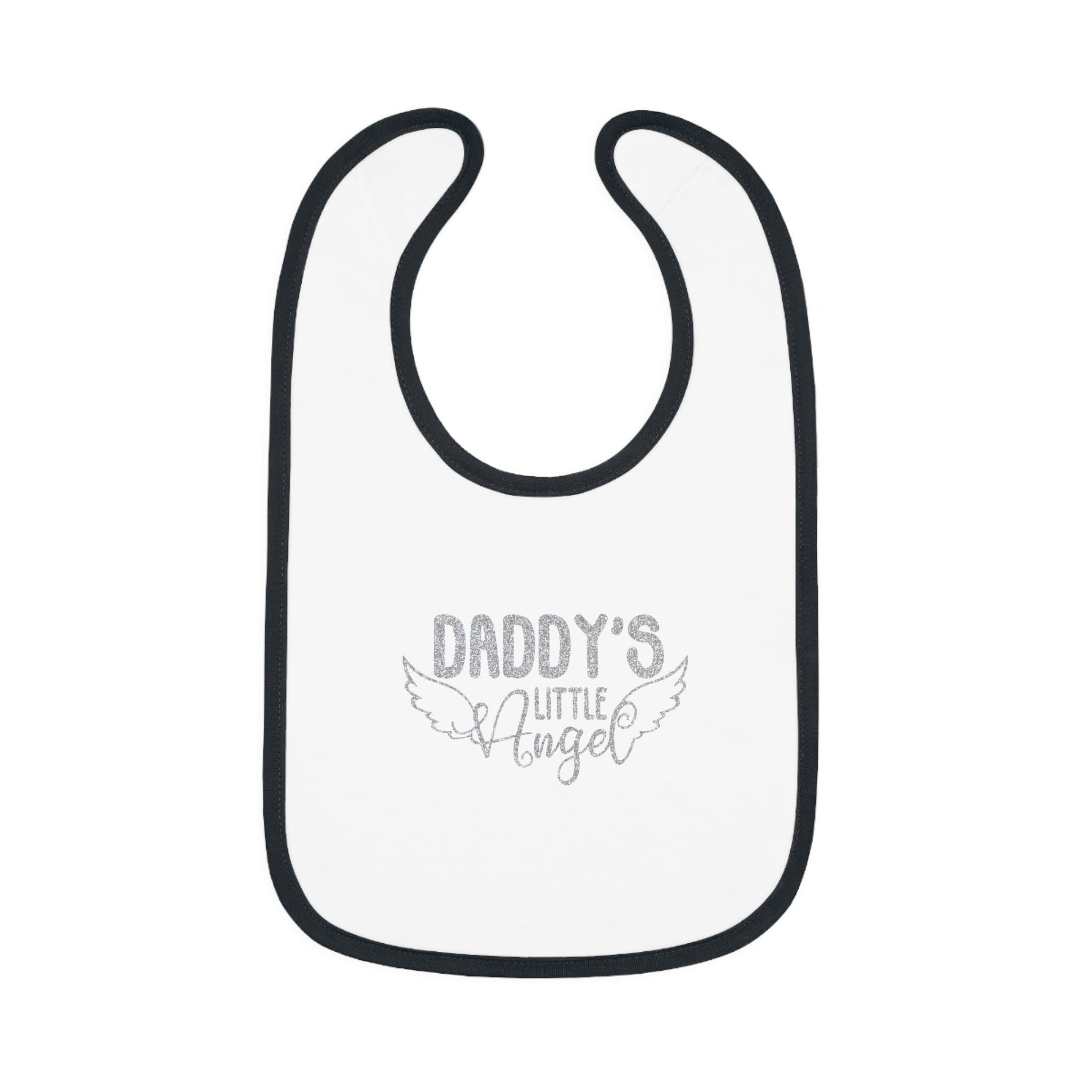 Daddy's Little Angel - Silver Glitter Baby Jersey Bib - Jesus Passion Apparel