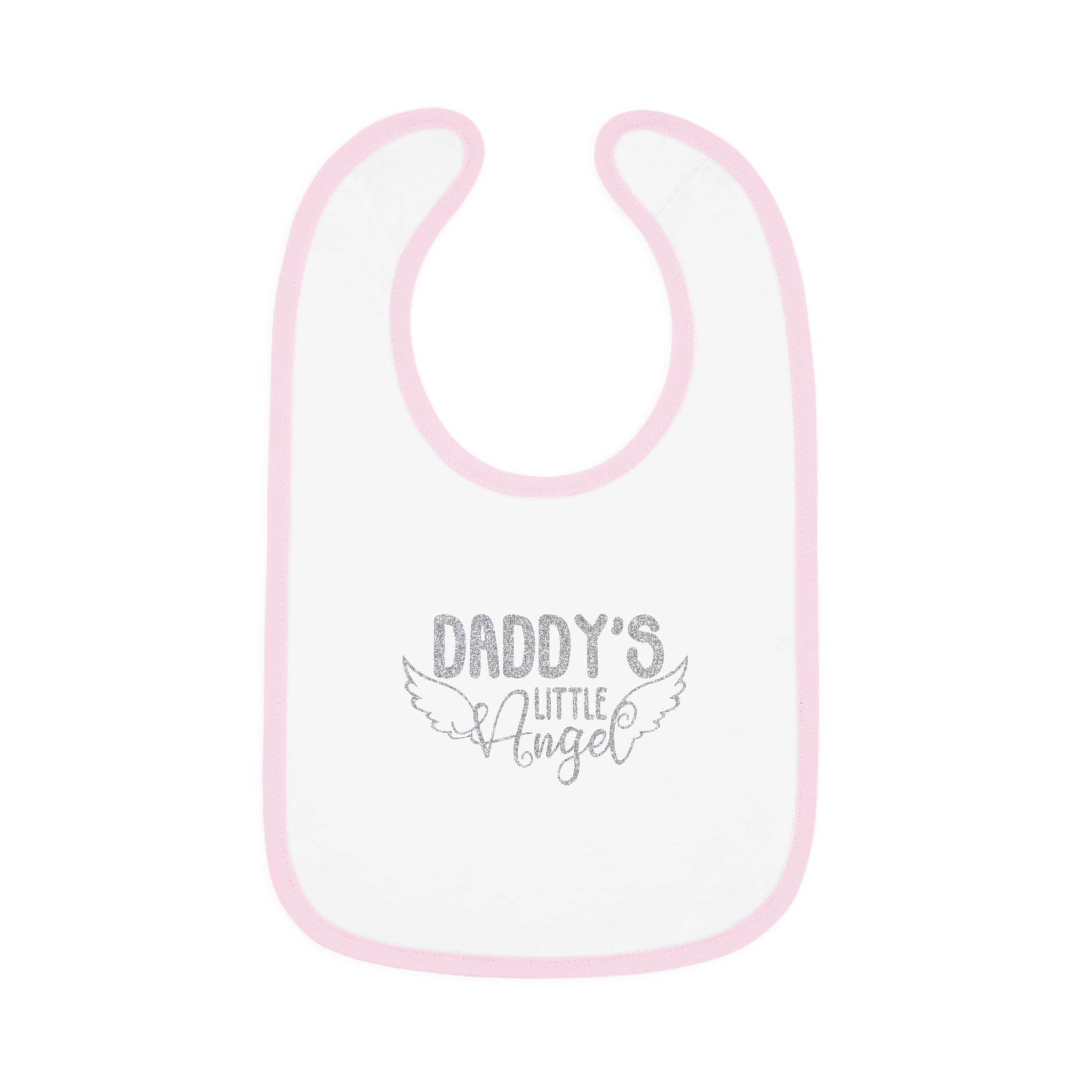 Daddy's Little Angel - Silver Glitter Baby Jersey Bib - Jesus Passion Apparel