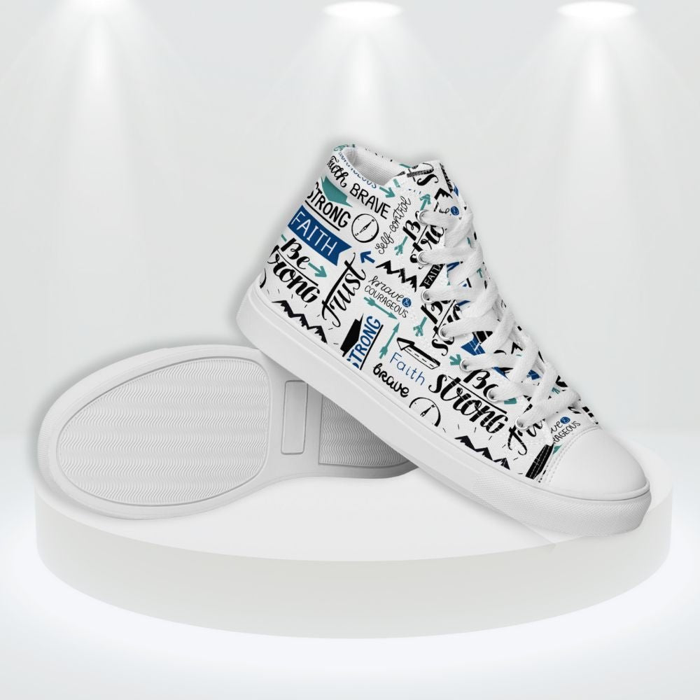 Faith Be Strong Men’s High Top Canvas Shoes - Jesus Passion Apparel