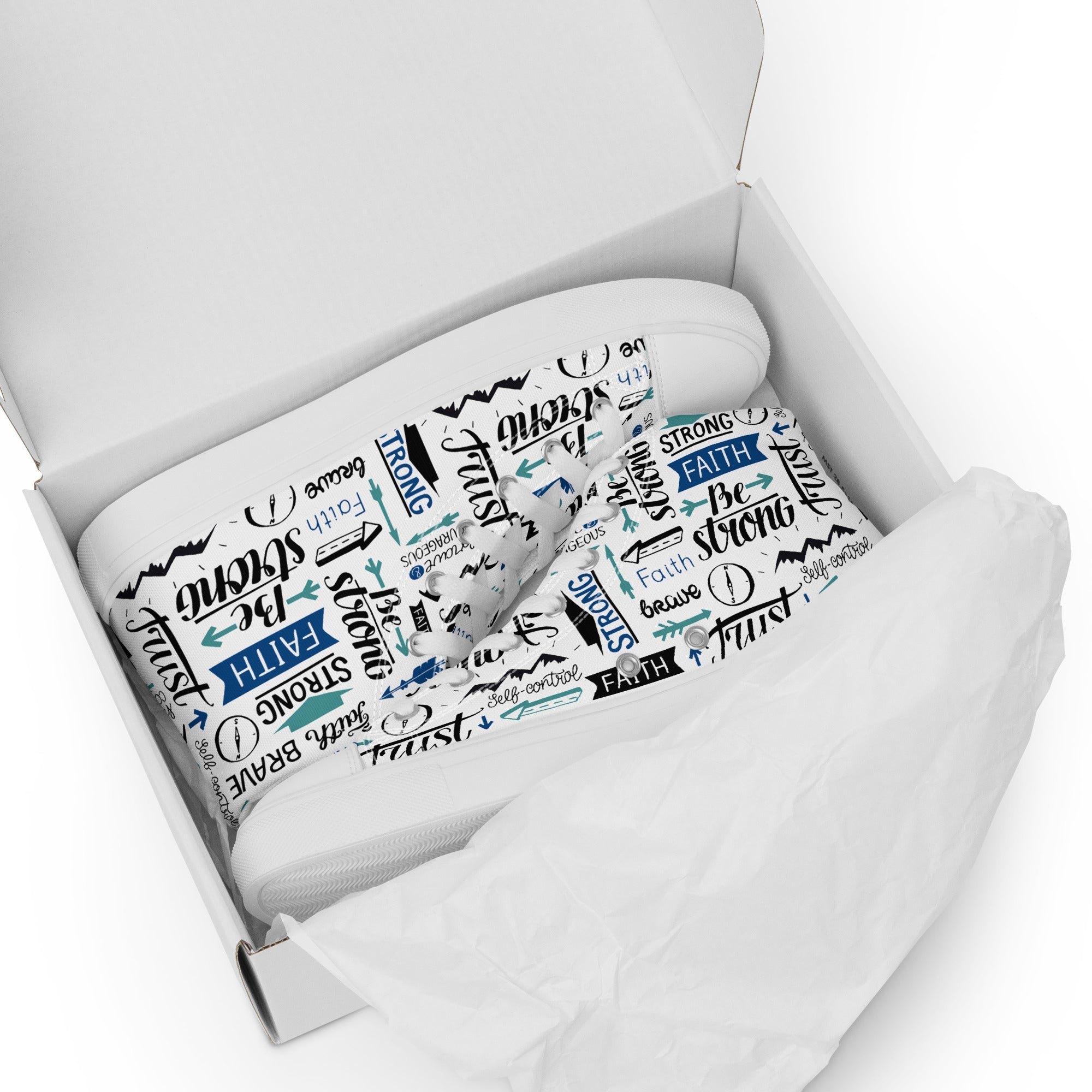 Faith Be Strong Men’s High Top Canvas Shoes - Jesus Passion Apparel