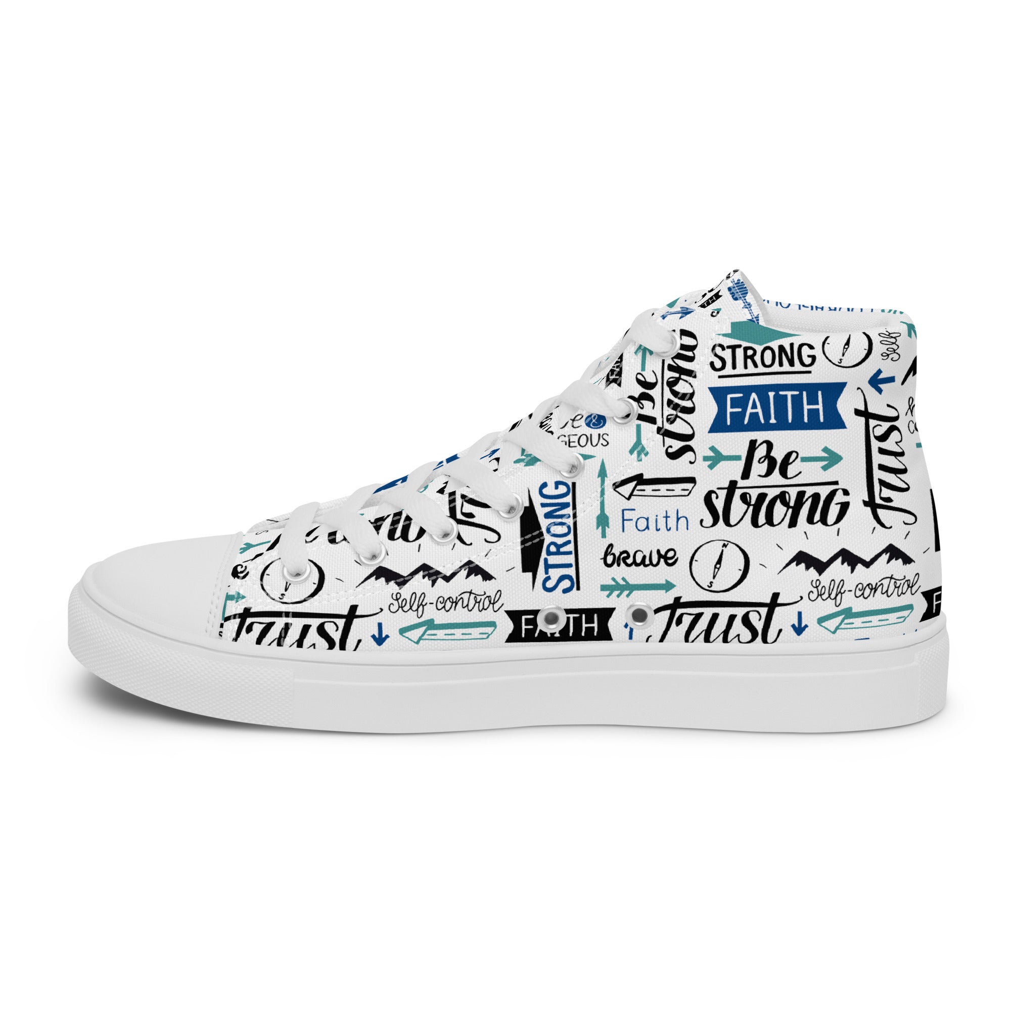 Faith Be Strong Men’s High Top Canvas Shoes - Jesus Passion Apparel
