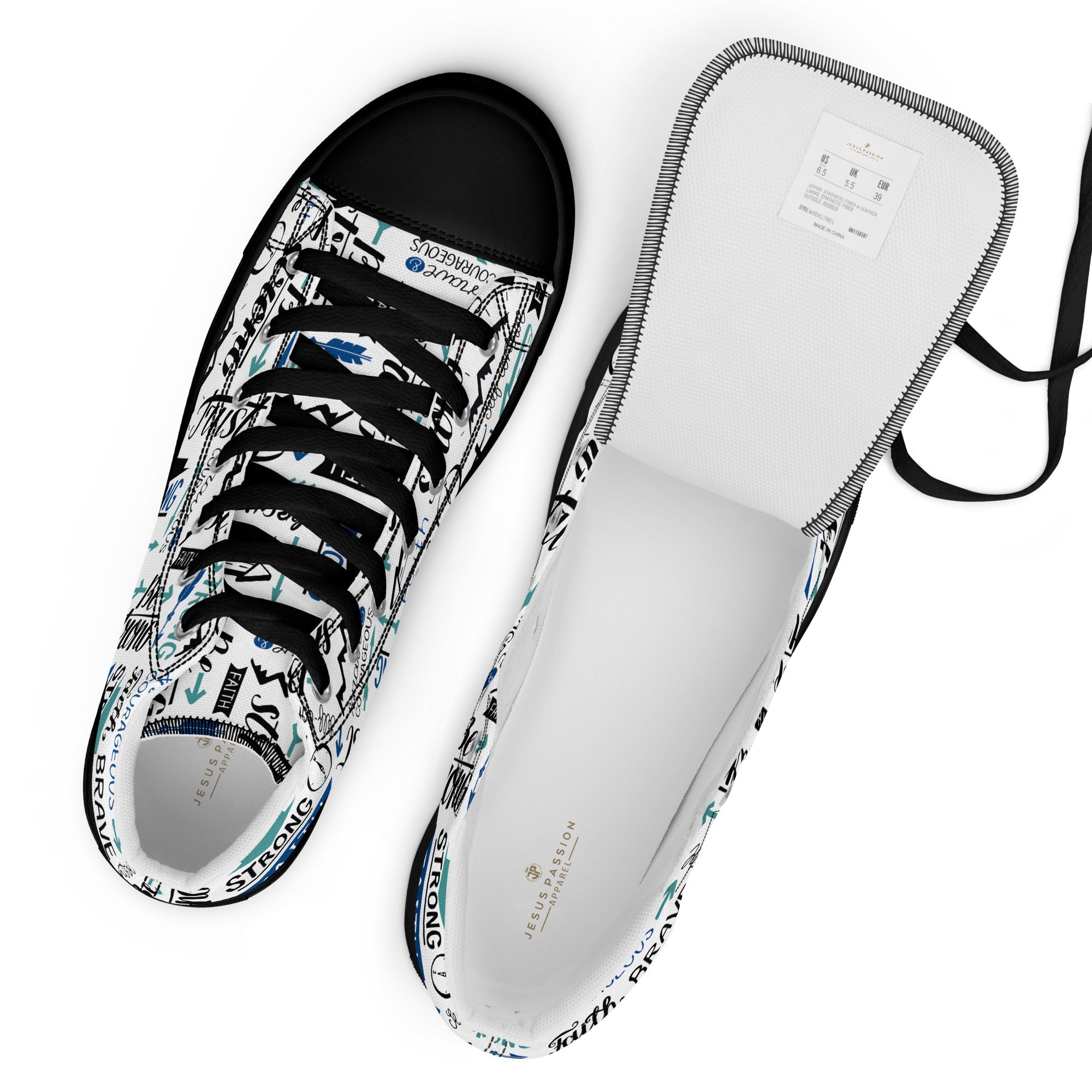 Faith Be Strong Men’s High Top Canvas Shoes - Jesus Passion Apparel