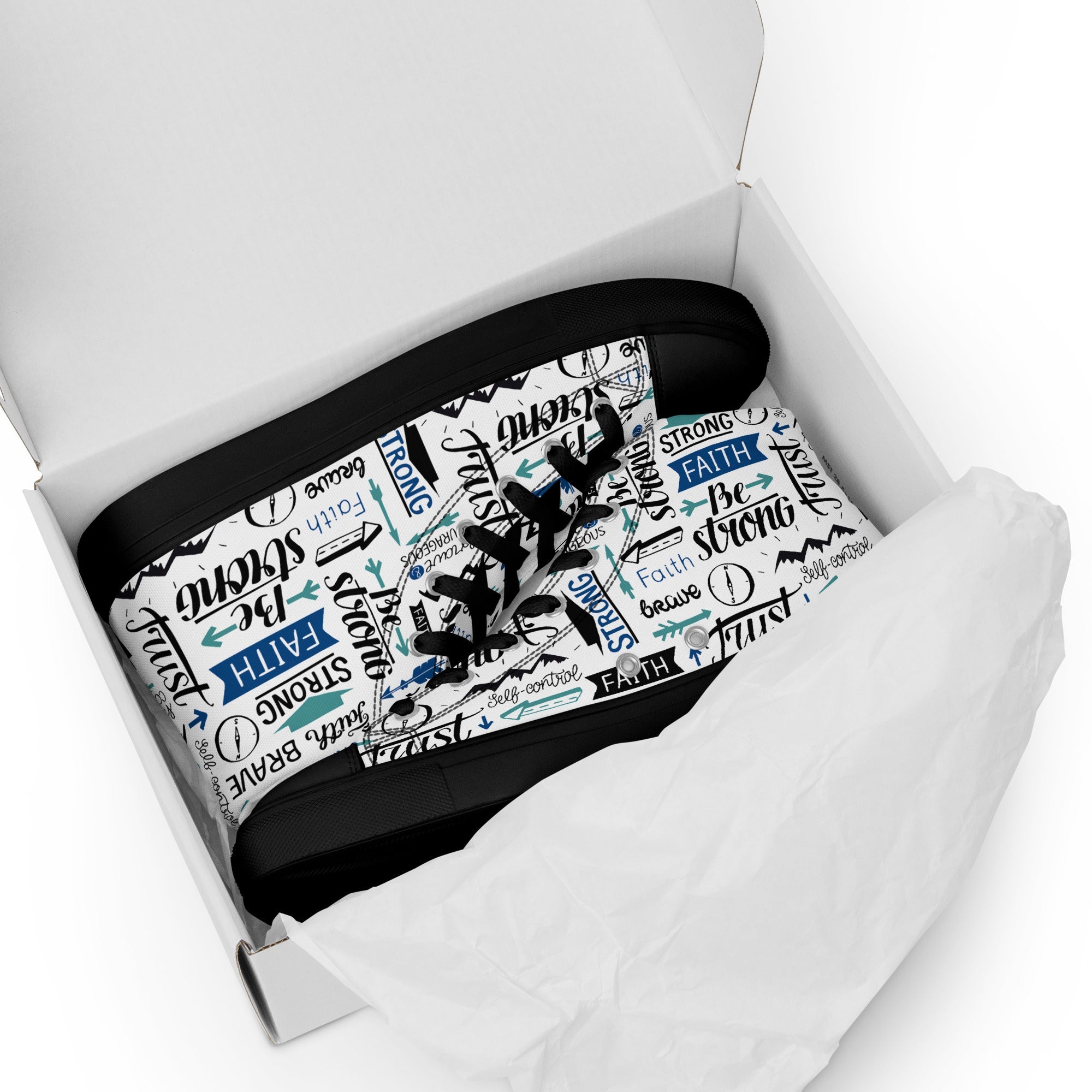 Faith Be Strong Men’s High Top Canvas Shoes - Jesus Passion Apparel