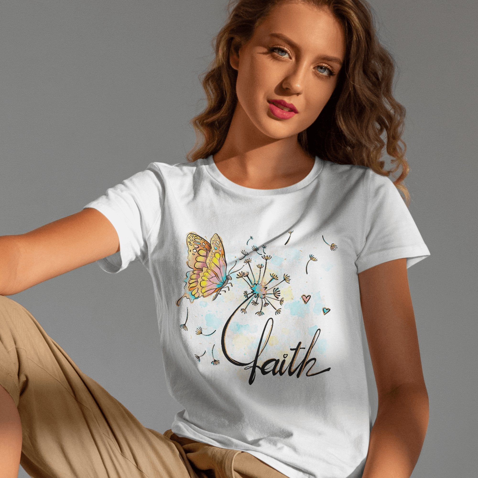 Faith Butterflies Women's Short Sleeve T-Shirt - Jesus Passion Apparel