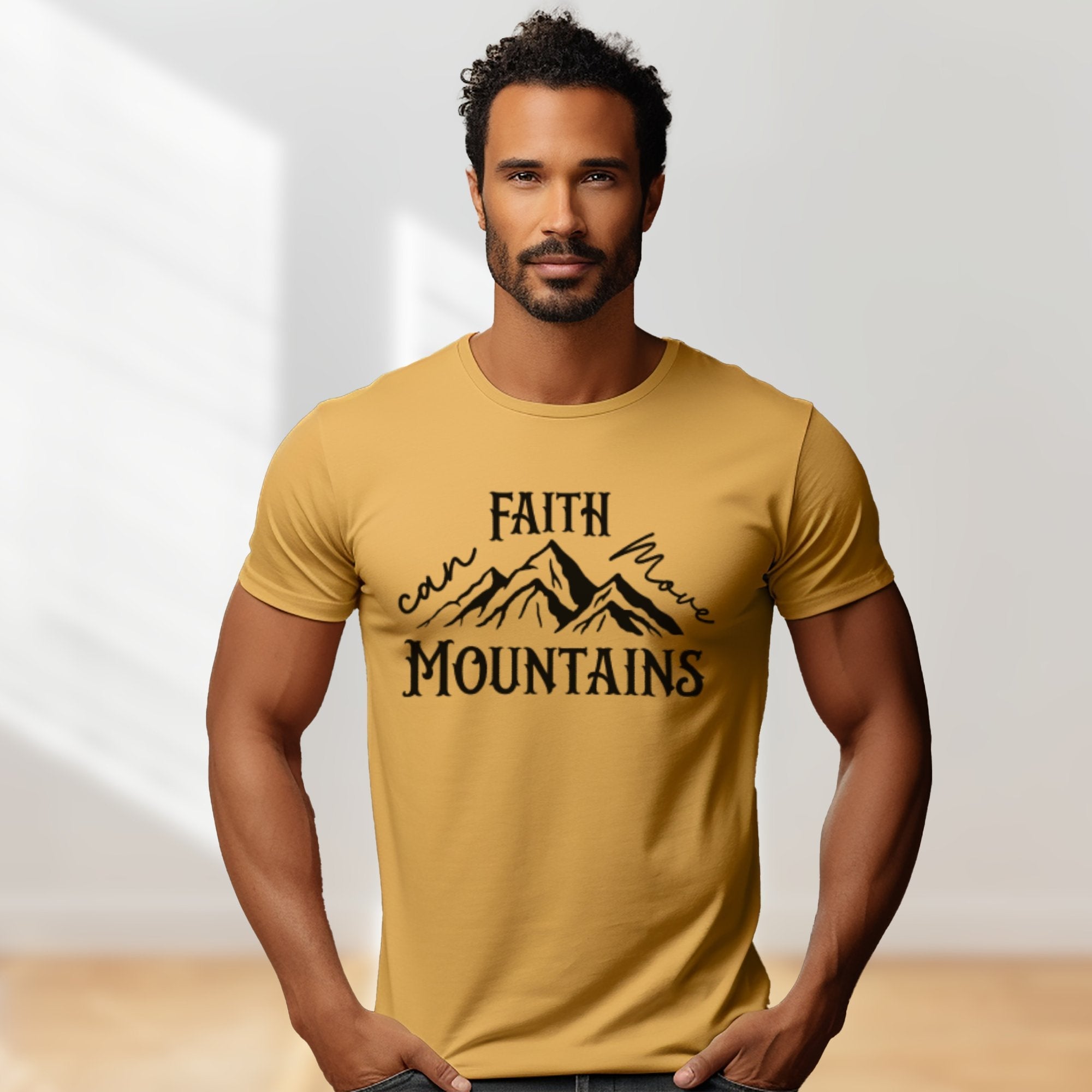Faith Can Move Mountains Men's Jersey Short Sleeve Tee - Jesus Passion Apparel