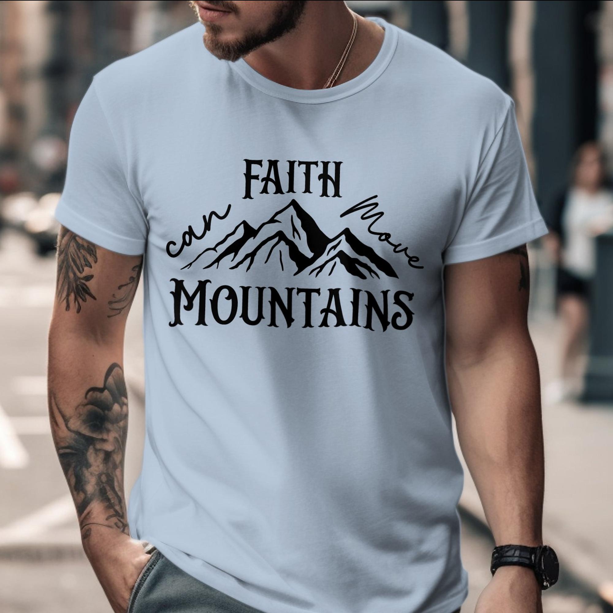 Faith Can Move Mountains Men's Jersey Short Sleeve Tee - Jesus Passion Apparel