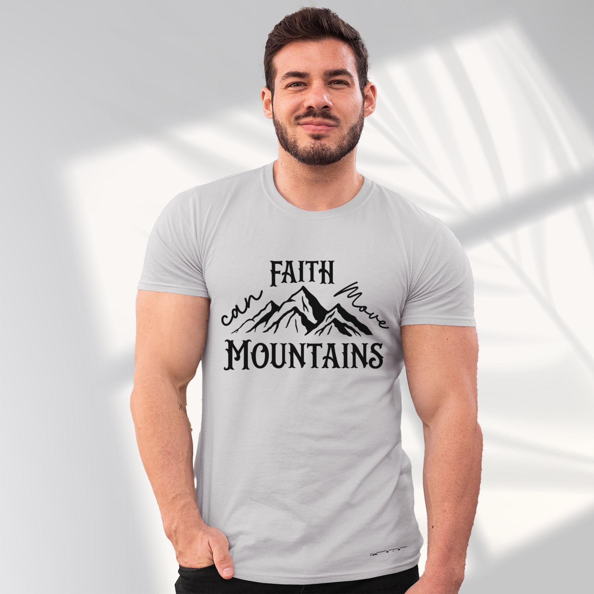 Faith Can Move Mountains Men's Jersey Short Sleeve Tee - Jesus Passion Apparel