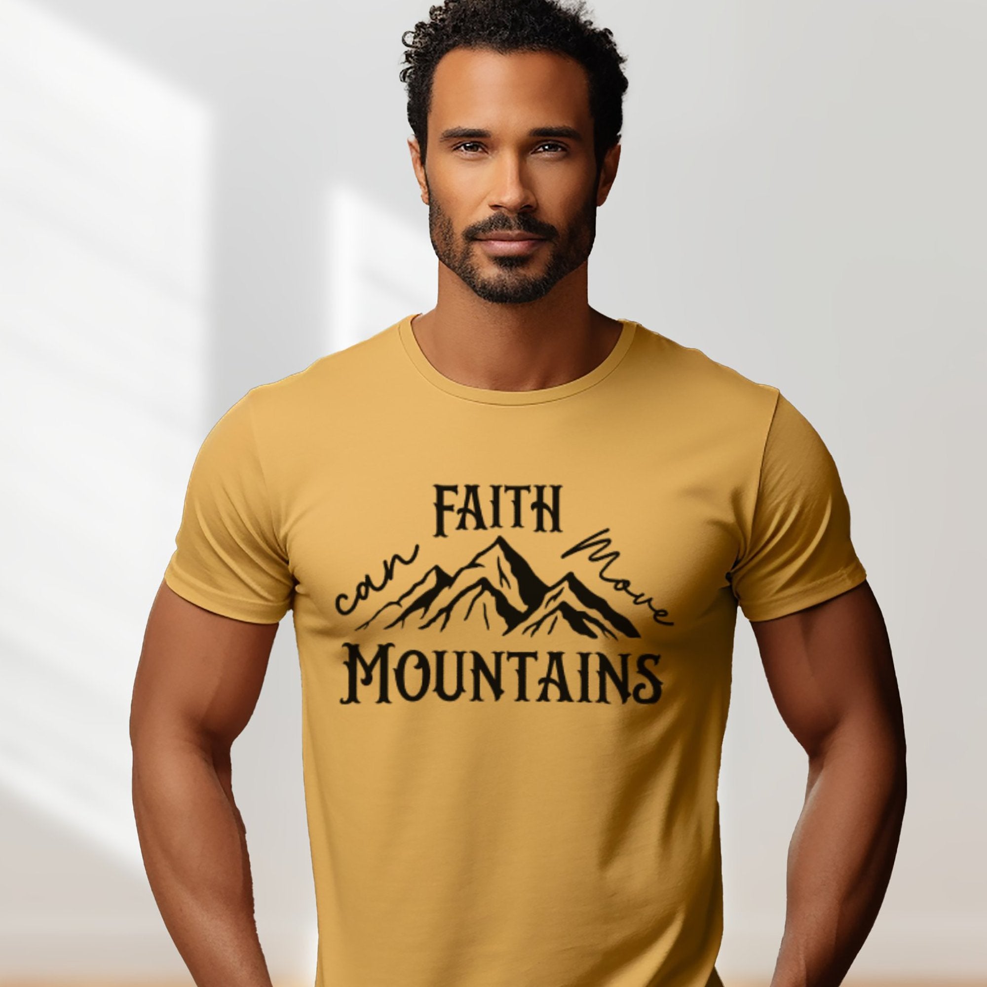 Faith Can Move Mountains Men's Jersey Short Sleeve Tee - Jesus Passion Apparel