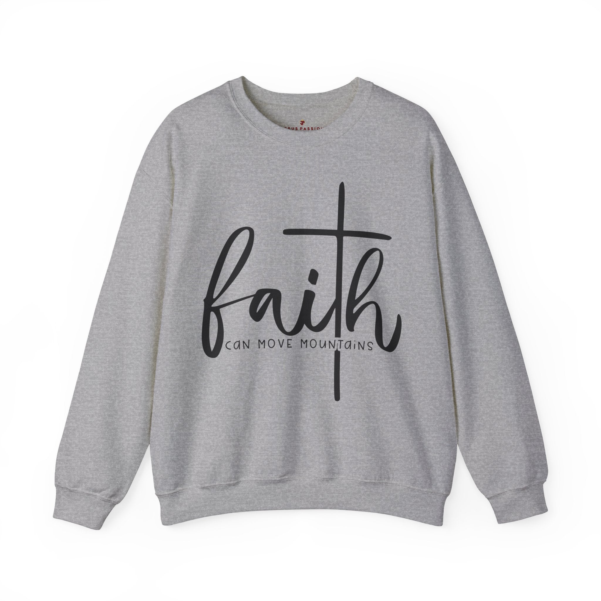 Faith Can Move Mountains Women's Fleece Unisex - Fit Sweatshirt Sport Grey / White - Jesus Passion Apparel