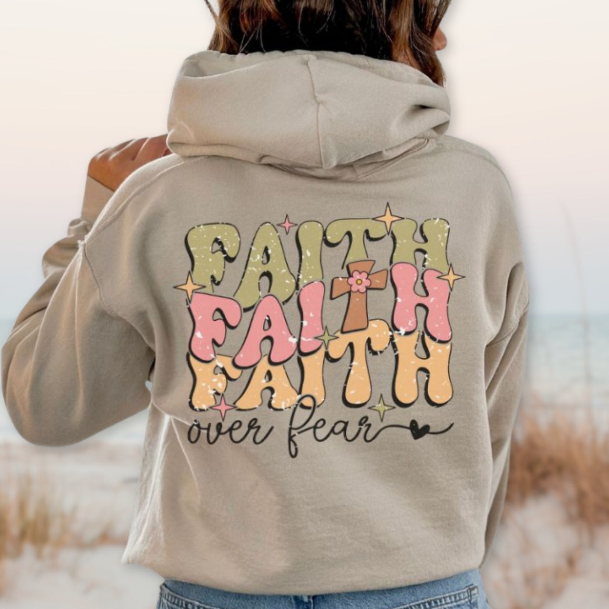 Faith Over Fear Retro - Inspired Unisex - Fit Hoodie - Jesus Passion Apparel